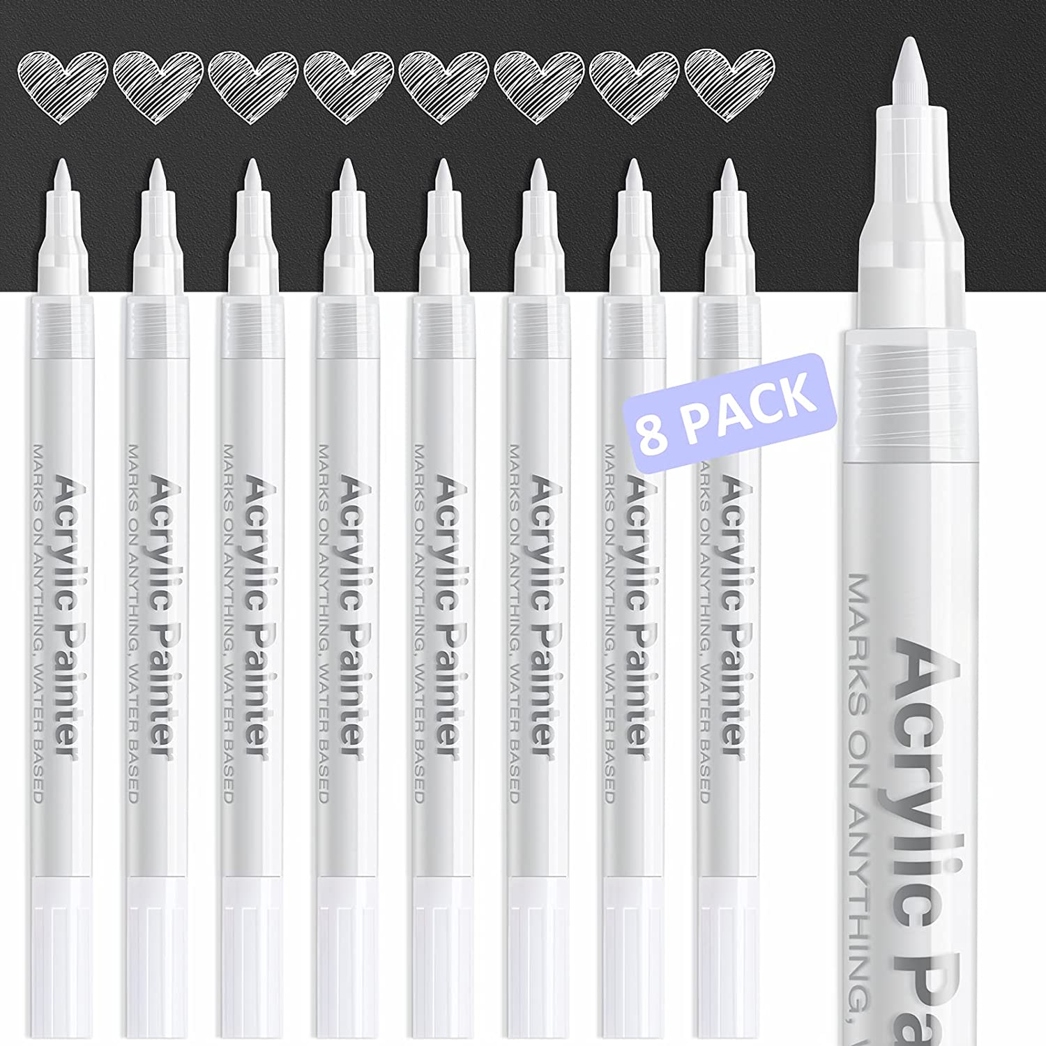  Mr Pen- White Paint Pen, 6 Pack, Water-Based, Acrylic Paint  Marker, White Paint Marker, White Pens For Art, White Markers For Black  Paper, White Paint Pen Medium Tip, White Fabric