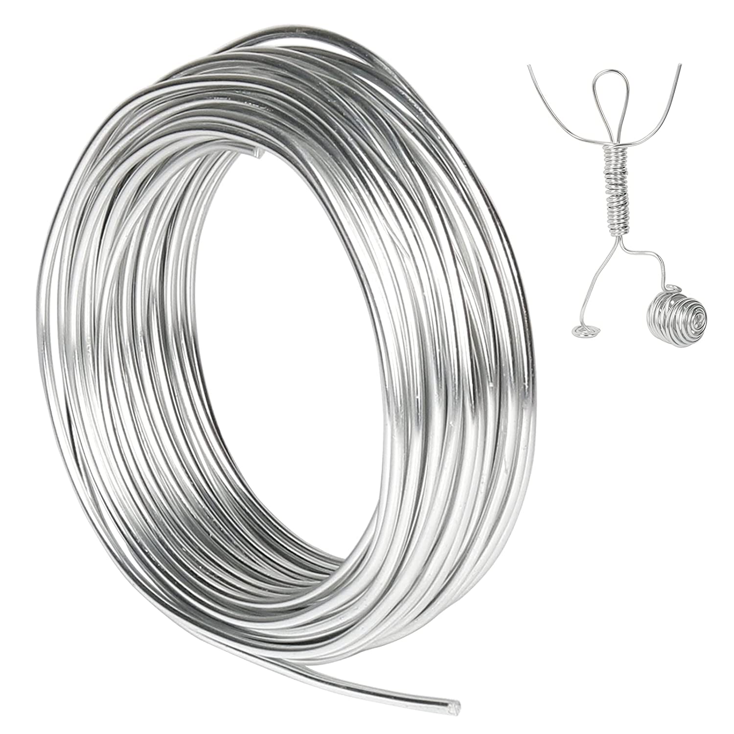 TecUnite 65.6 Feet Silver Aluminum Craft Wire, Soft and Flexible Metal Armature Wire for DIY Manual Arts and Crafts (1.5 mm)
