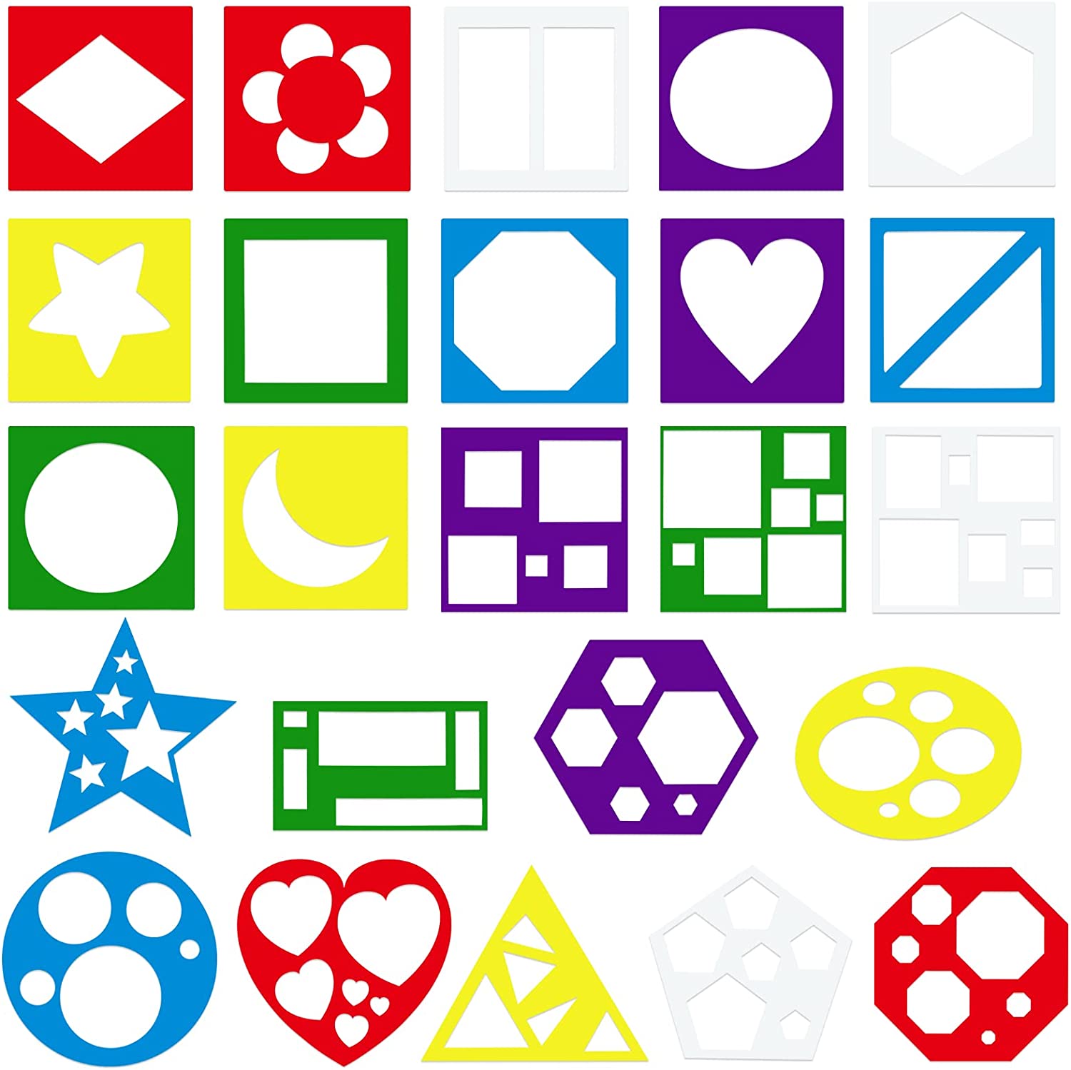  10 Pieces Geometric Shapes Stencils Template Set for Kids  Children Painting Craft,MWOOT Simple Shapes Colorful Drawing Stencils for  Drawin Learning : Arts, Crafts & Sewing