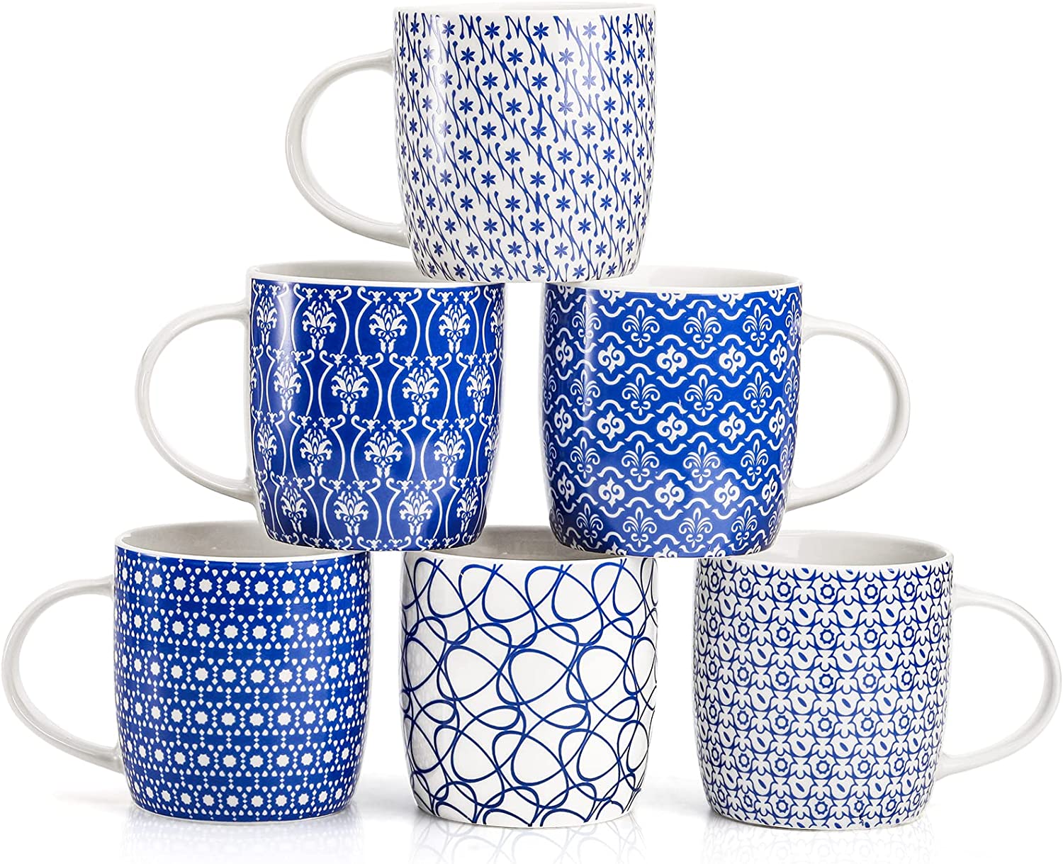 Sweese Coffee Mugs, Porcelain Coffee Mugs Set Of 6-11 Ounce Coffee