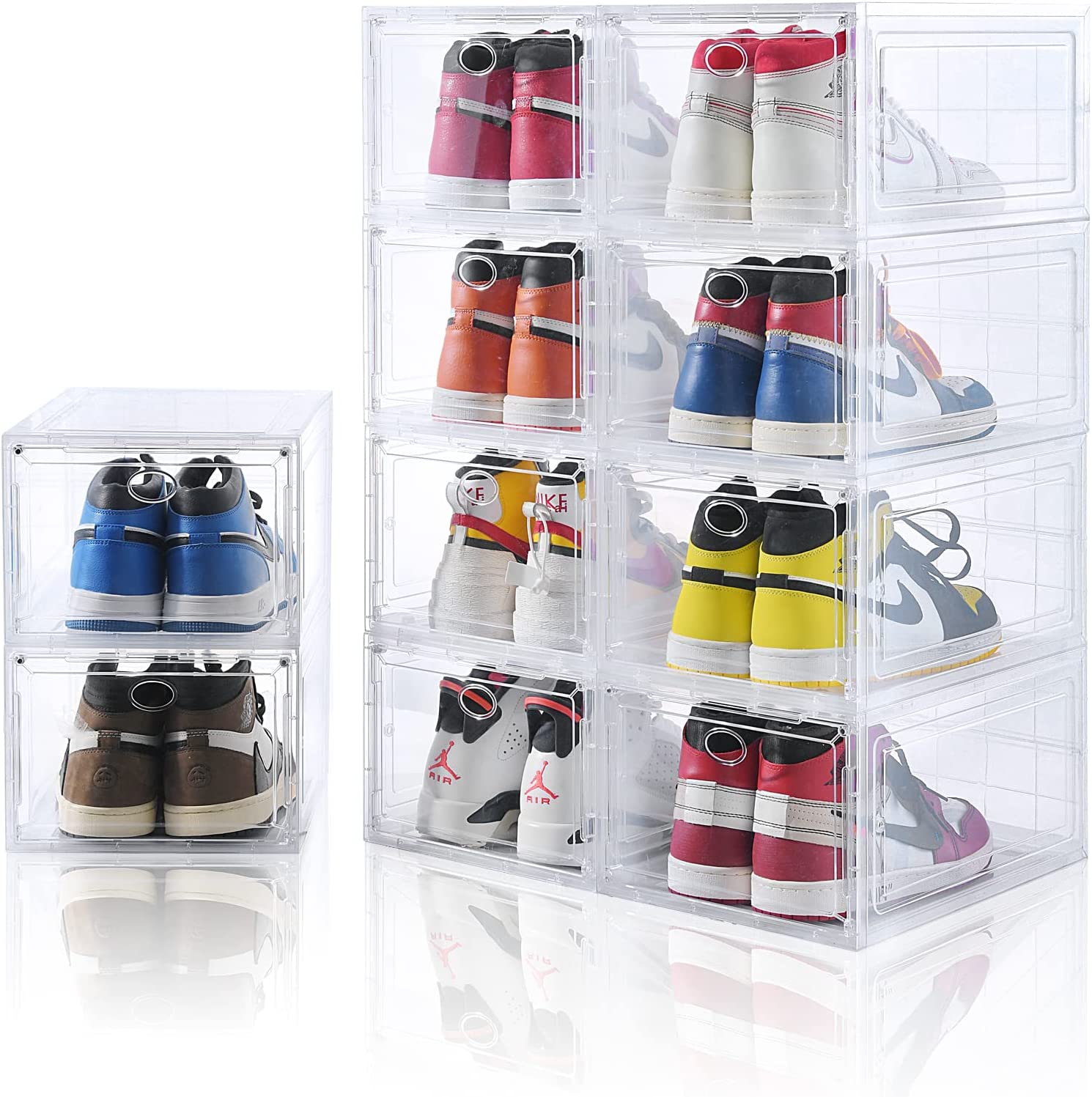  BINO 12-Pack Plastic Stackable Shoe Box Set - Clear, Foldable  Shoe Storage Container, Sneaker Bins, Shoe Rack Box, Transparent