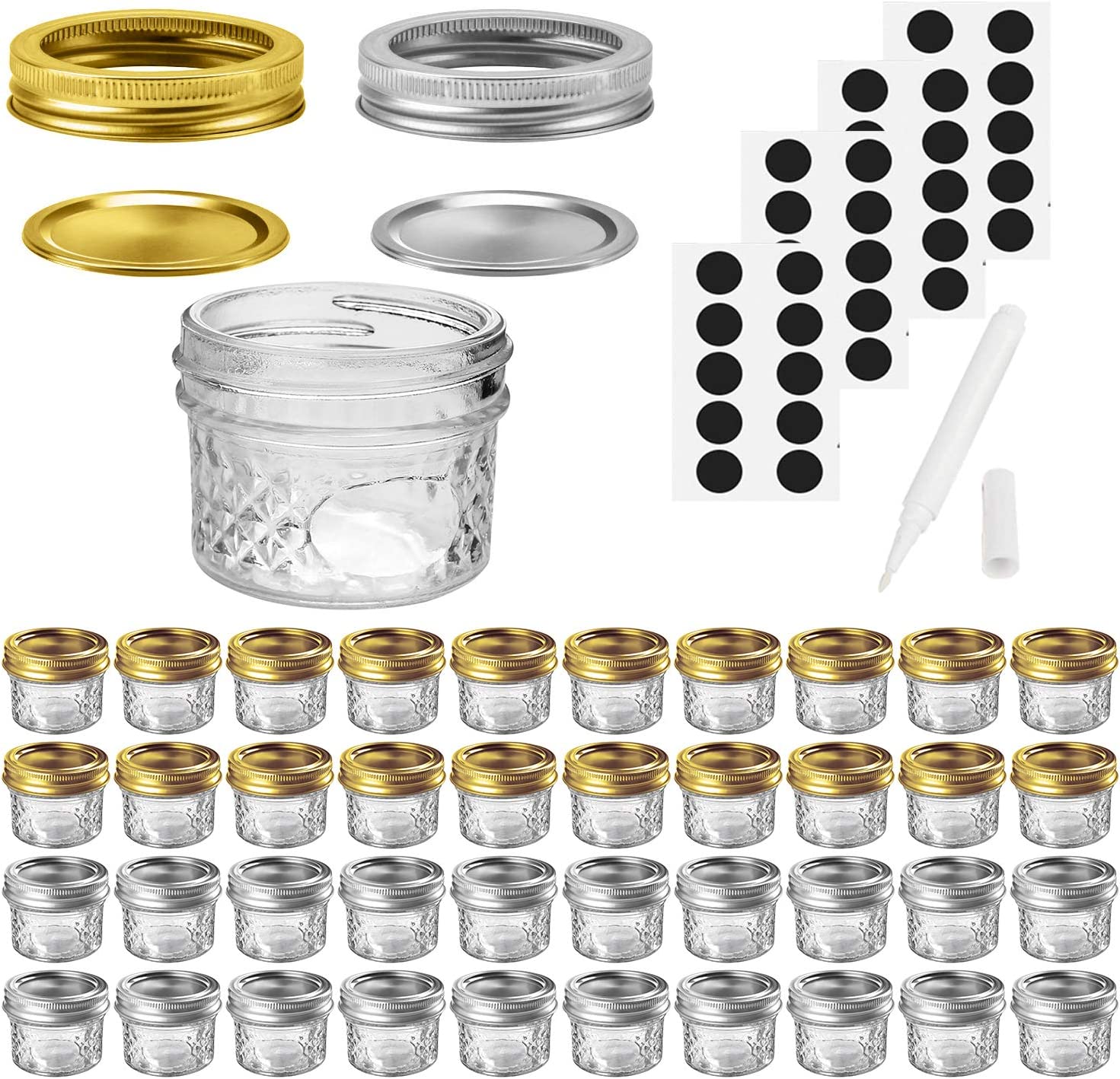 Superlele 30pcs 1.5oz Hexagon Mini Glass Jars with Gold Lids