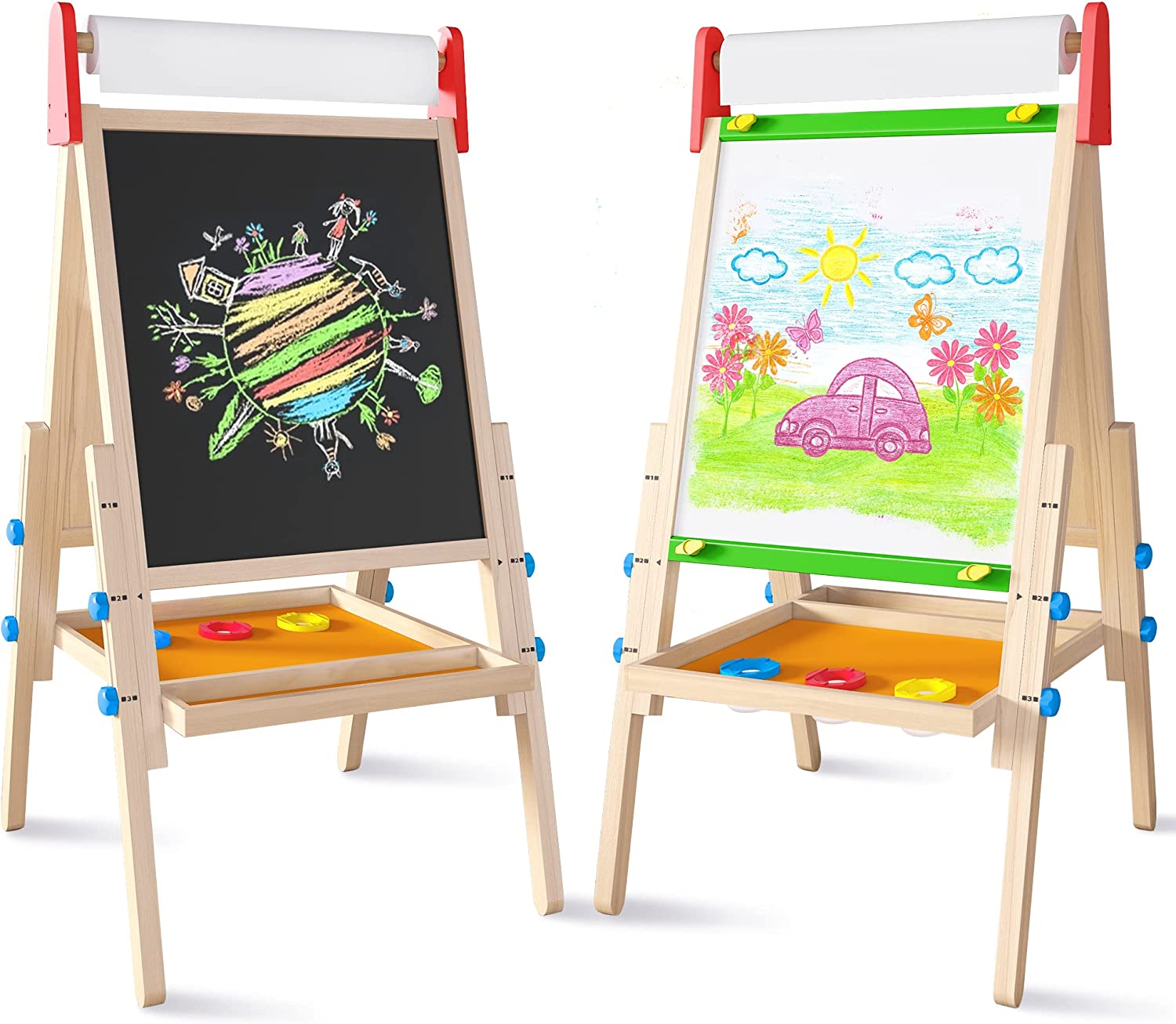 Buddy N Buddies Tabletop Easel for Kids - Art Easel for Toddler - Kids Easel Chalkboard White Board for Kids - Dry Erase Easel for Kids - Portable