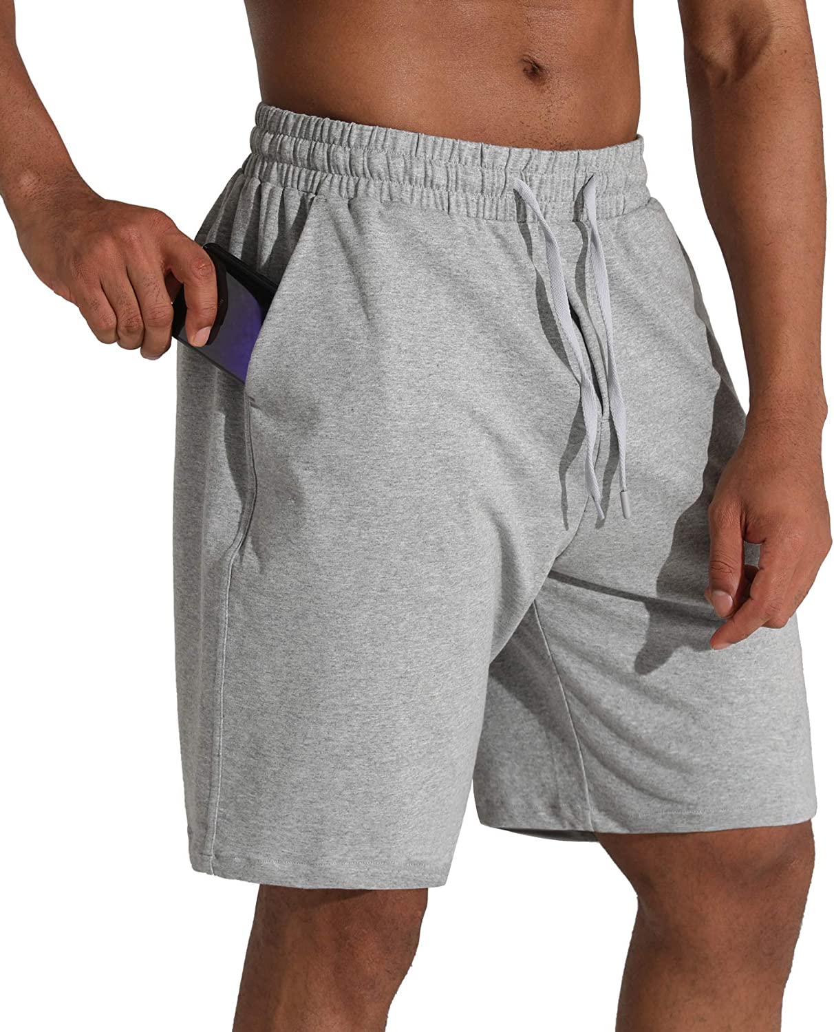 Hanes Men's Originals Cotton Pockets, Pull-On Jersey Gym Shorts, 7