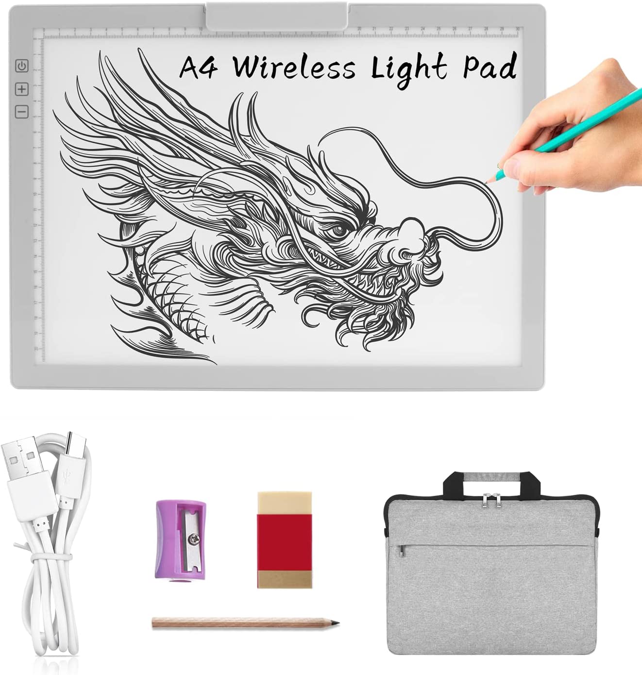 VKTEKLAB Rechargeable A4 LED Light Pad with Foldable Stand, 3500