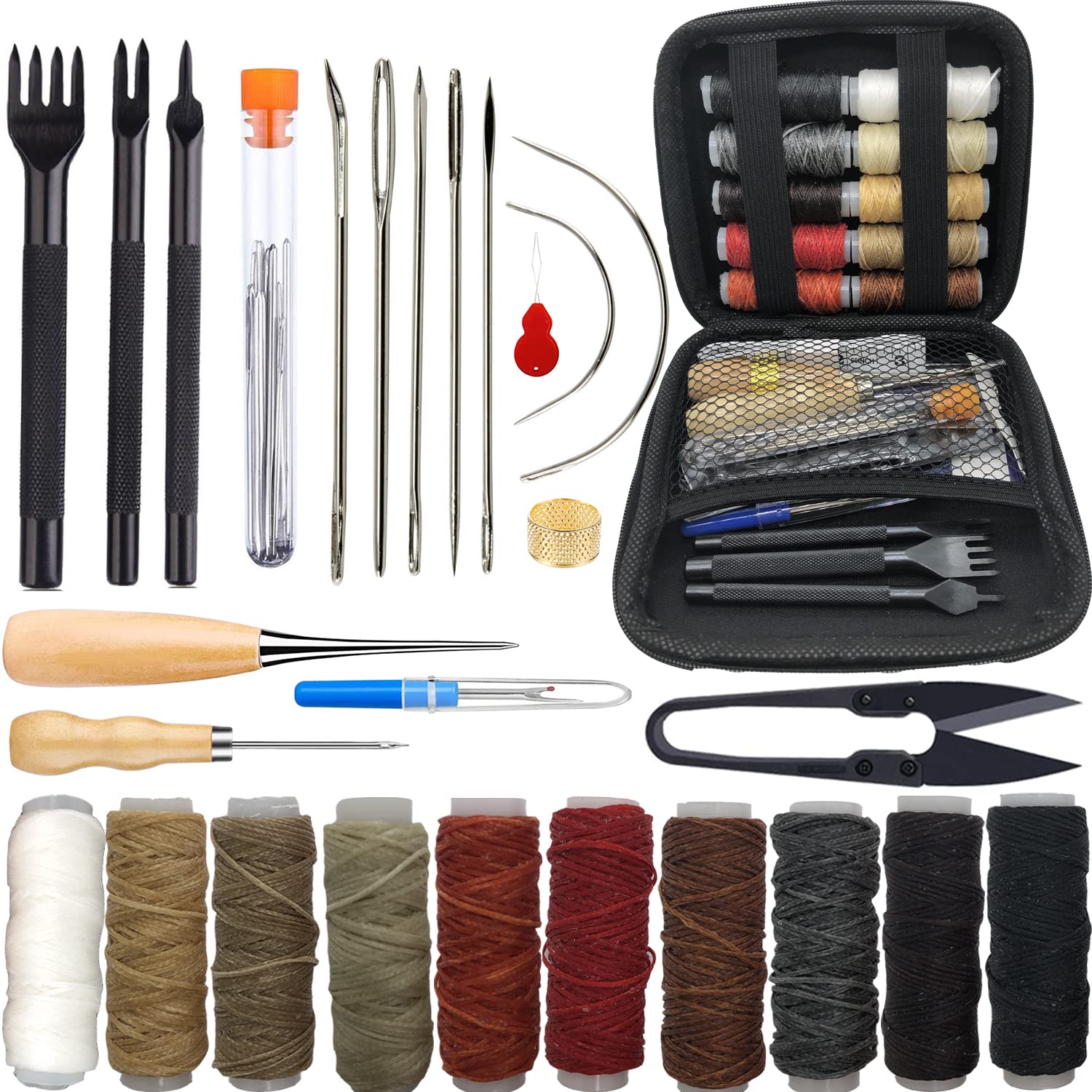 Artskills Leather Working Kit for Beginners with Leather Tools, Dyes, and Leather Stamps, Leather Crafting Kits for Adults & Teens, 64 PC