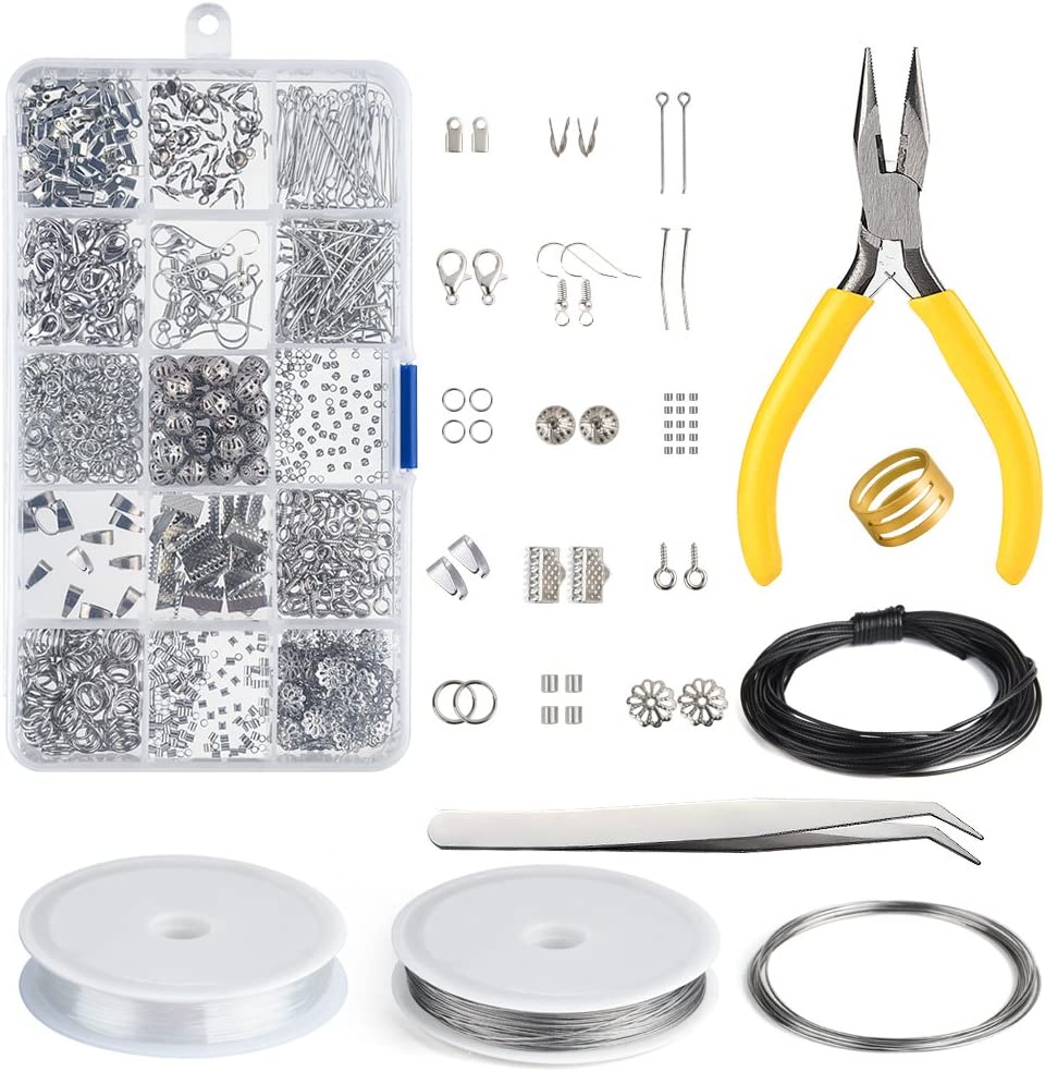 Jewelry Making Kit, 1200pcs Open Jump Rings Jewelry Repair Kit for