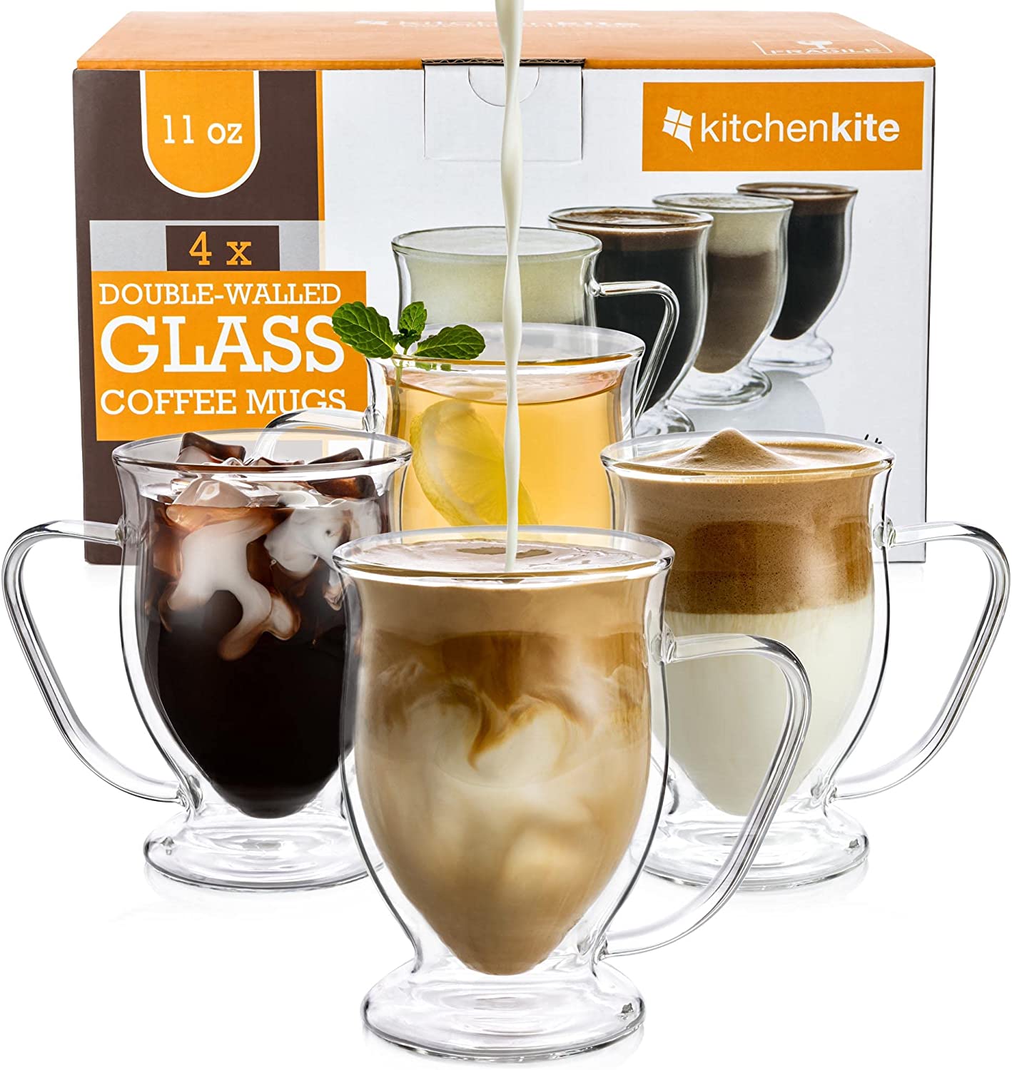 Anchor Hocking 16-oz Café Glass Coffee Mugs, Clear, Set of 6