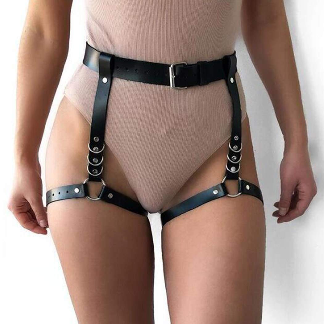 Leather Thigh Leg Garters Belt Punk Harness Body Cage for Women or  Men(TH001) at  Men's Clothing store