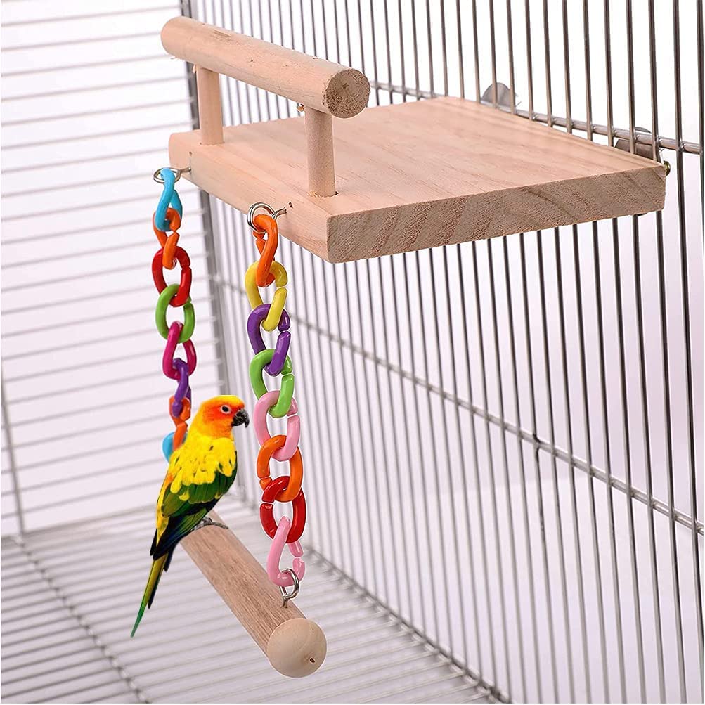  Bird Perches Cage Toys Bird Wooden Play Gyms Stands with  Climbing Ladder, Parrot Play Stand and Bird Swing Conure for Green Cheeks,  Baby Lovebird, Chinchilla, Hamster, Bird Cage Chewing Toys