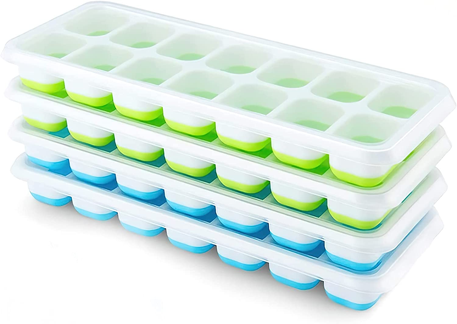 Ice Cube Trays and Ice Cube Storage Container Set With Airtight Locking  Lid, 3 Packs / 36 Big Trapezoid Ice Cubes, Stackable Plastic Ice Mold  Makers
