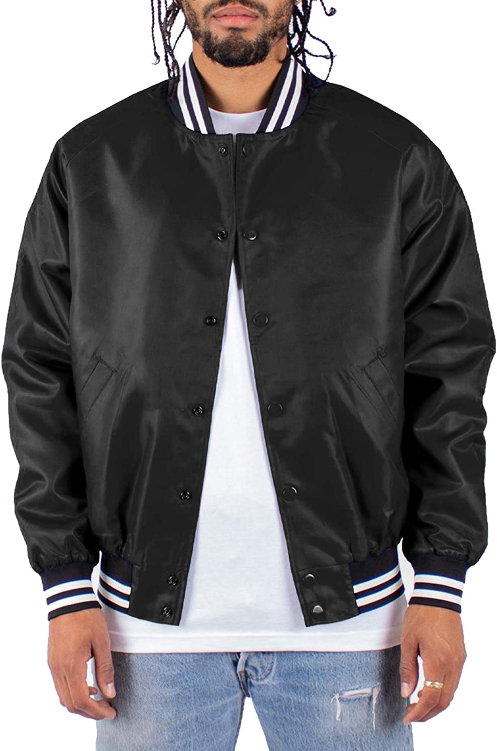 Wholesale Shaka Wear Men s Bomber Jacket Classic Padded Relaxed Fit Water Resistant College Baseball Varsity Coat S 3XL 3X Large Black Supply Leader Wholesale Supply