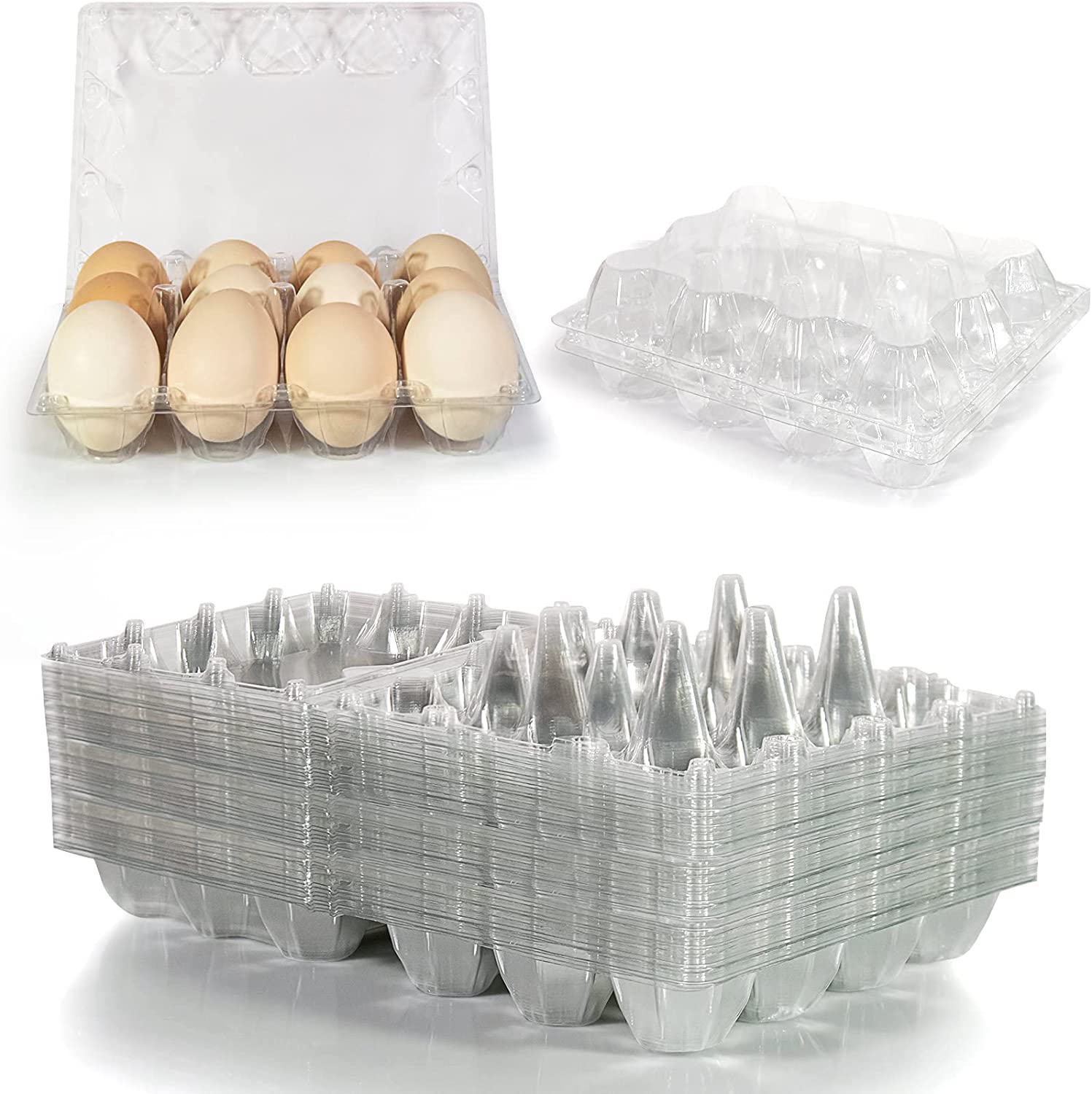 60 Pack Plastic Egg Cartons Cheap Bulk One Dozen Clear Empty Egg