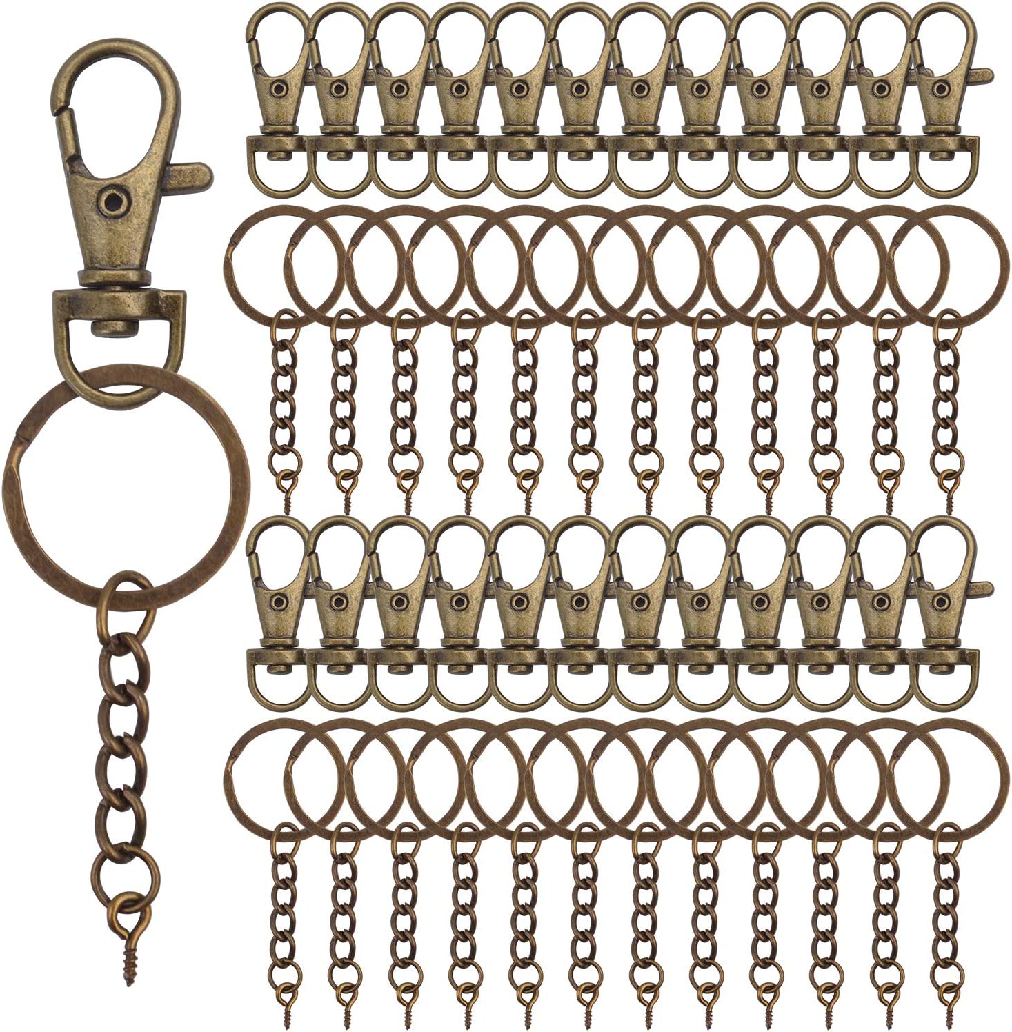  100PCS Premium Swivel Snap Hooks with Key Rings,Metal
