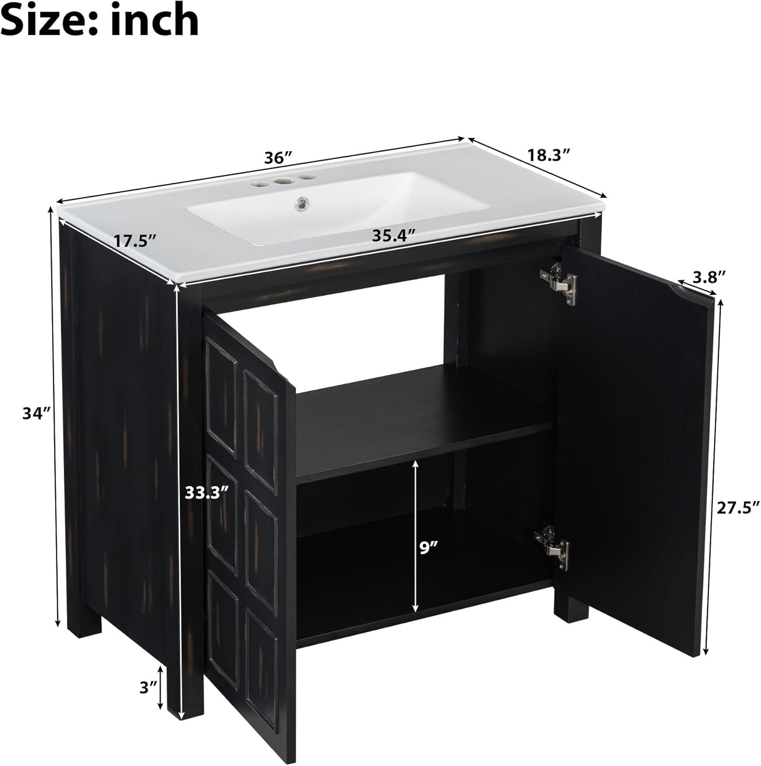 Wholesale 36" Bathroom Vanity with Ceramic Sink, Solid Wood Bathroom ...