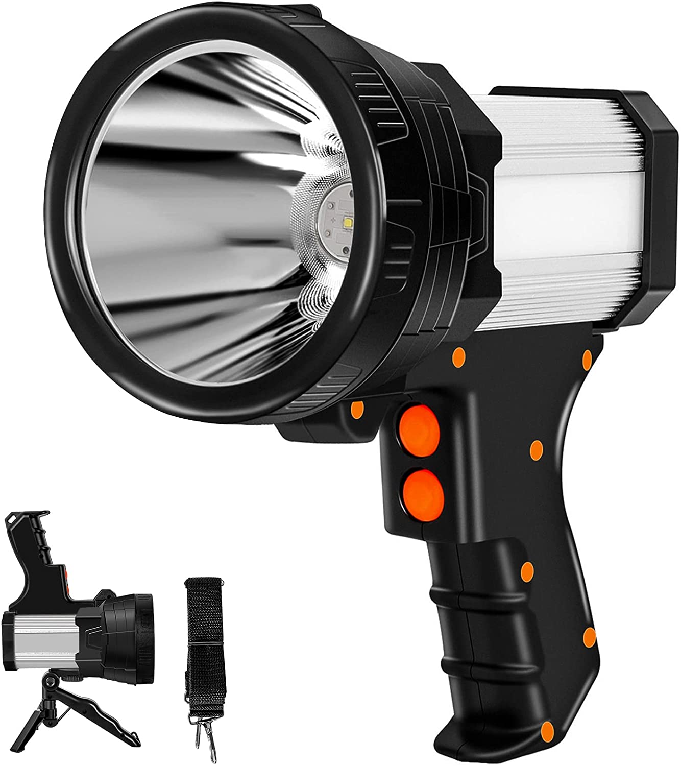 Super Bright Rechargeable Flashlights 300000 High Lumen, Powerful LED Flashlight, Ipx7 Waterproof Floodlight & Spotlight Flashlight 2-in-1 w/5 Modes