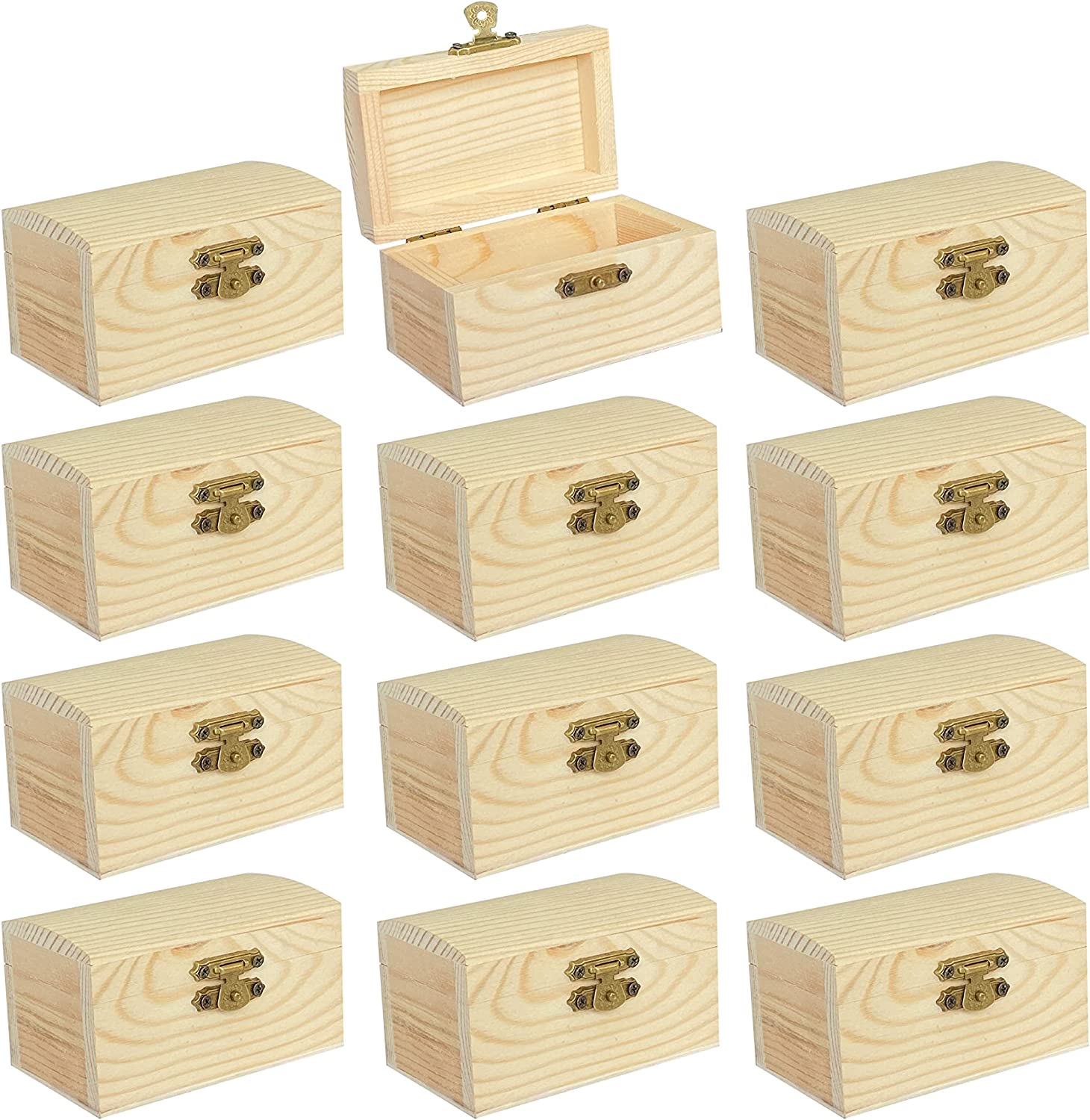 Mini Wood Craft Box 3.5 Inch, Unfinished, Hinged Lid and Magnetic Closure