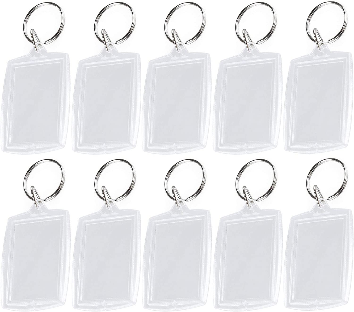 ArtCute 90 Pieces Clear Acrylic Keychain Blanks Rectangle 2 inch Plastic Clear Keychain Rectangle Blank for Vinyl with Key Chain Rings for DIY