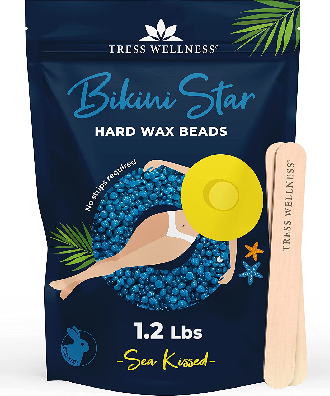 2.5lb Wax Beads Hair Removal Kit Lifestance Hard Wax Beans Brazilian Bikini Wax Beads with 30 Applicators Blue Wax for Face Facial Body Legs Women Men