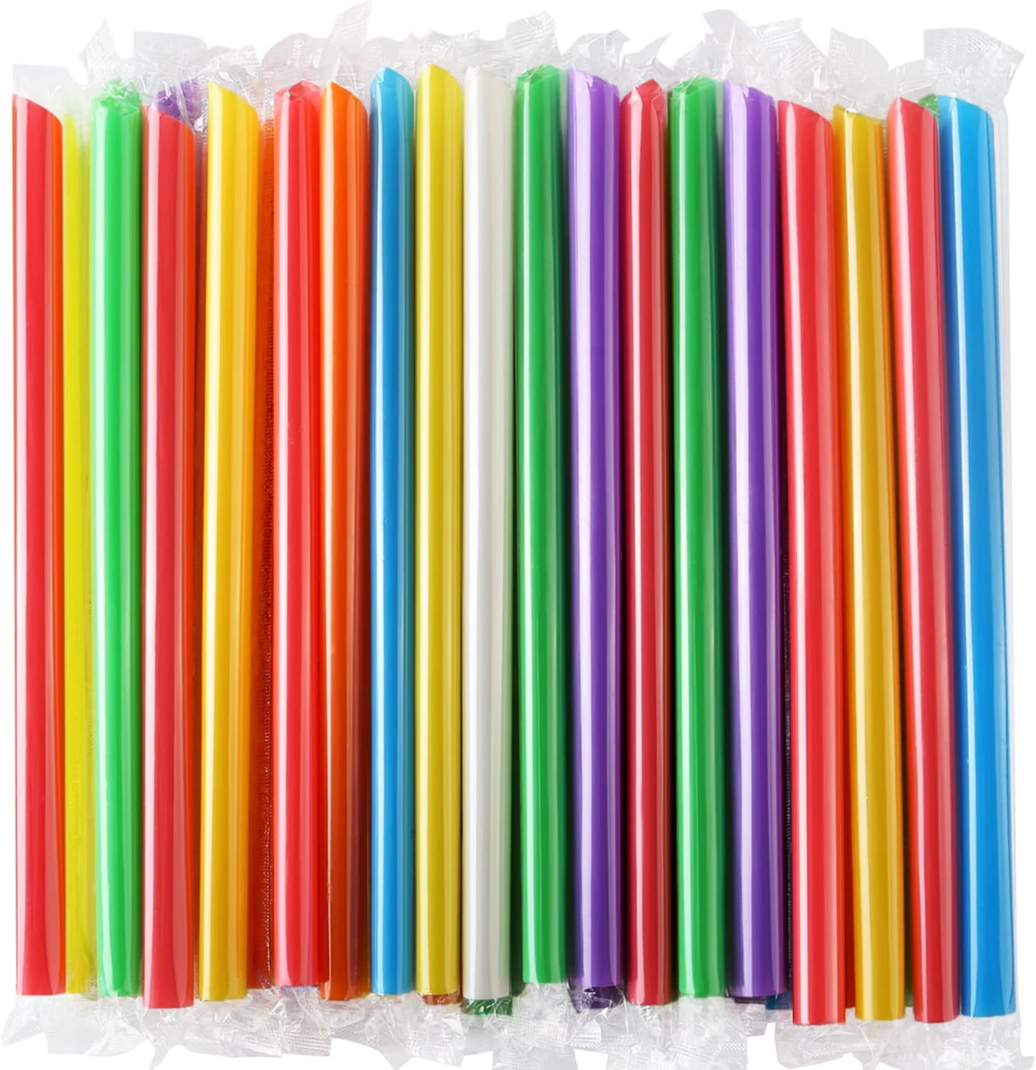 Angled Tips, 12 Pcs Wide Reusable Boba Straws with 4 Brushes & 1 Bag -  Multi Colors Jumbo Smoothie Straws, BPA-Free Plastic for Bubble Tea  (Tapioca