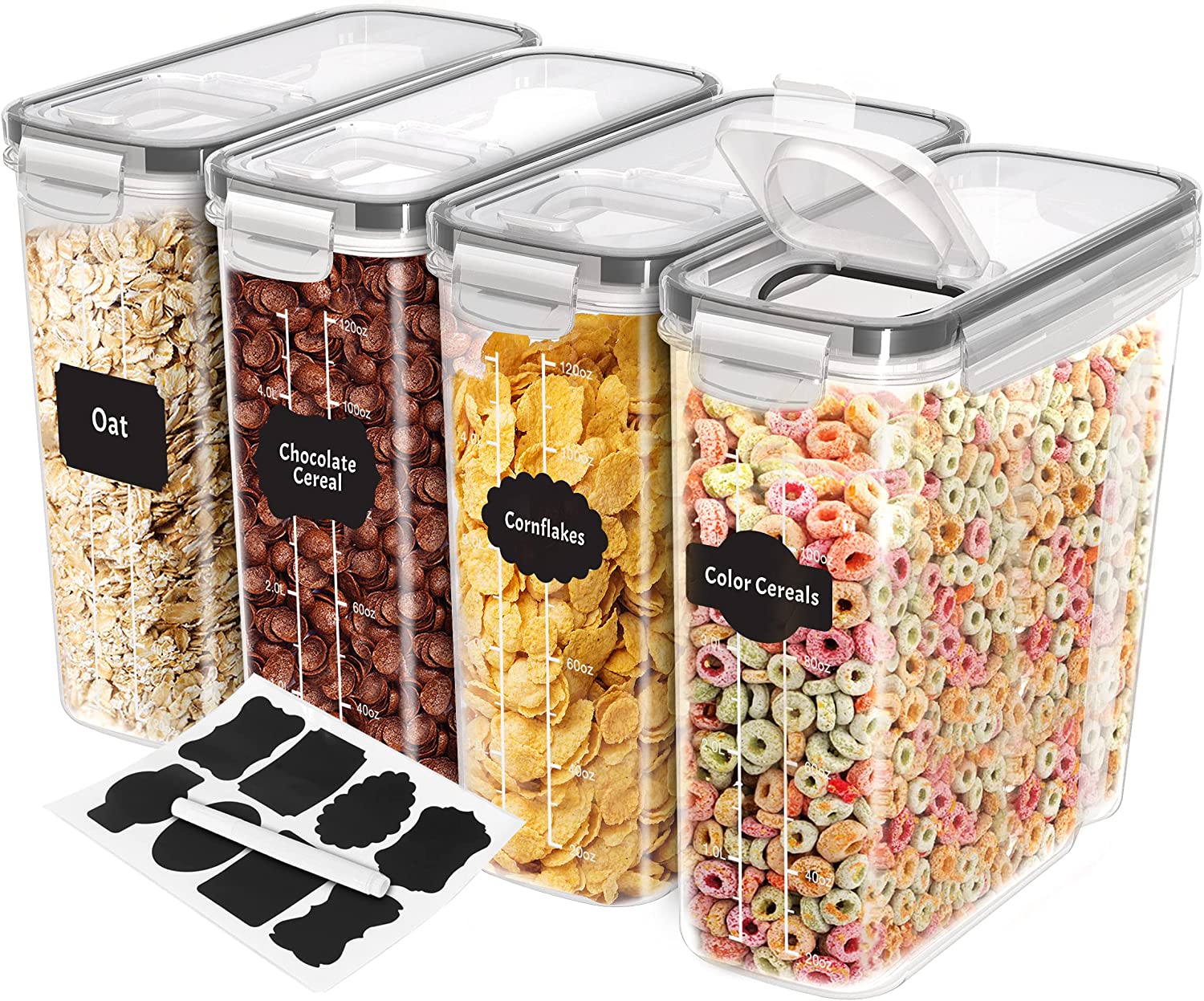 LANGMINGDE 1 Piece Cereal Containers Storage, 2.8L/95oz Airtight Large Dry  Food Storage Containers with Pouring Spout Measuring Cup for Snacks Grain