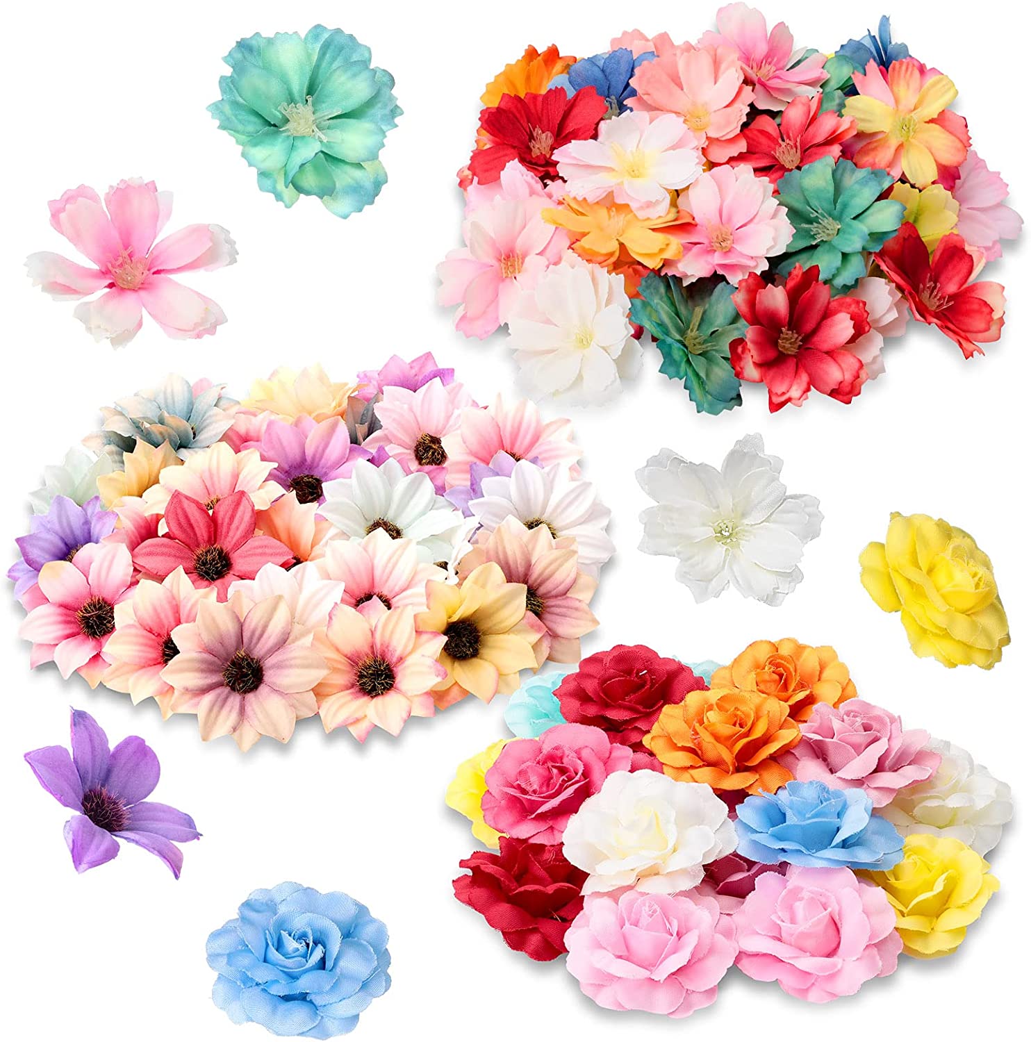 Coopay 240 Pieces Felt Flowers Fabric Flower Embellishments Assorted Colors  for DIY Crafts