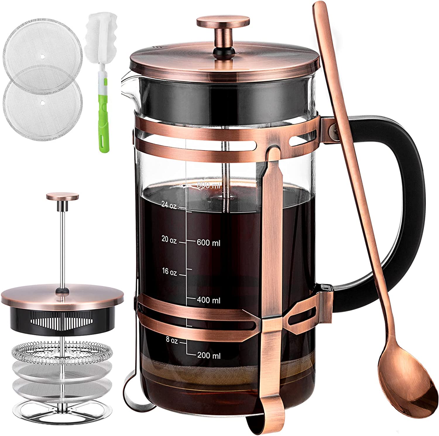 QUQIYSO French Press Coffee Maker, 21 Ounce, 304 Stainless Steel