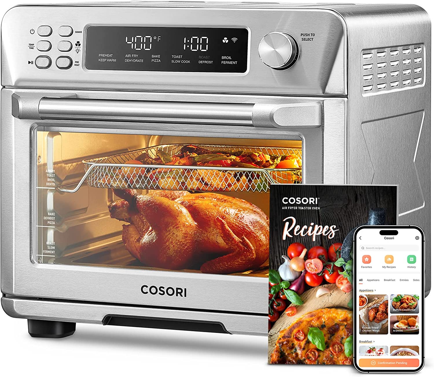 Mejores ofertas e historial de precios de 𝓞𝓘𝓜𝓘𝓢 Air Fryer Toaster Oven,  32QT Large 21 in 1 Smart Convection oven Countertop, with Rotisserie and  Dehydrator,1800W in Stainless Steel, Silver en