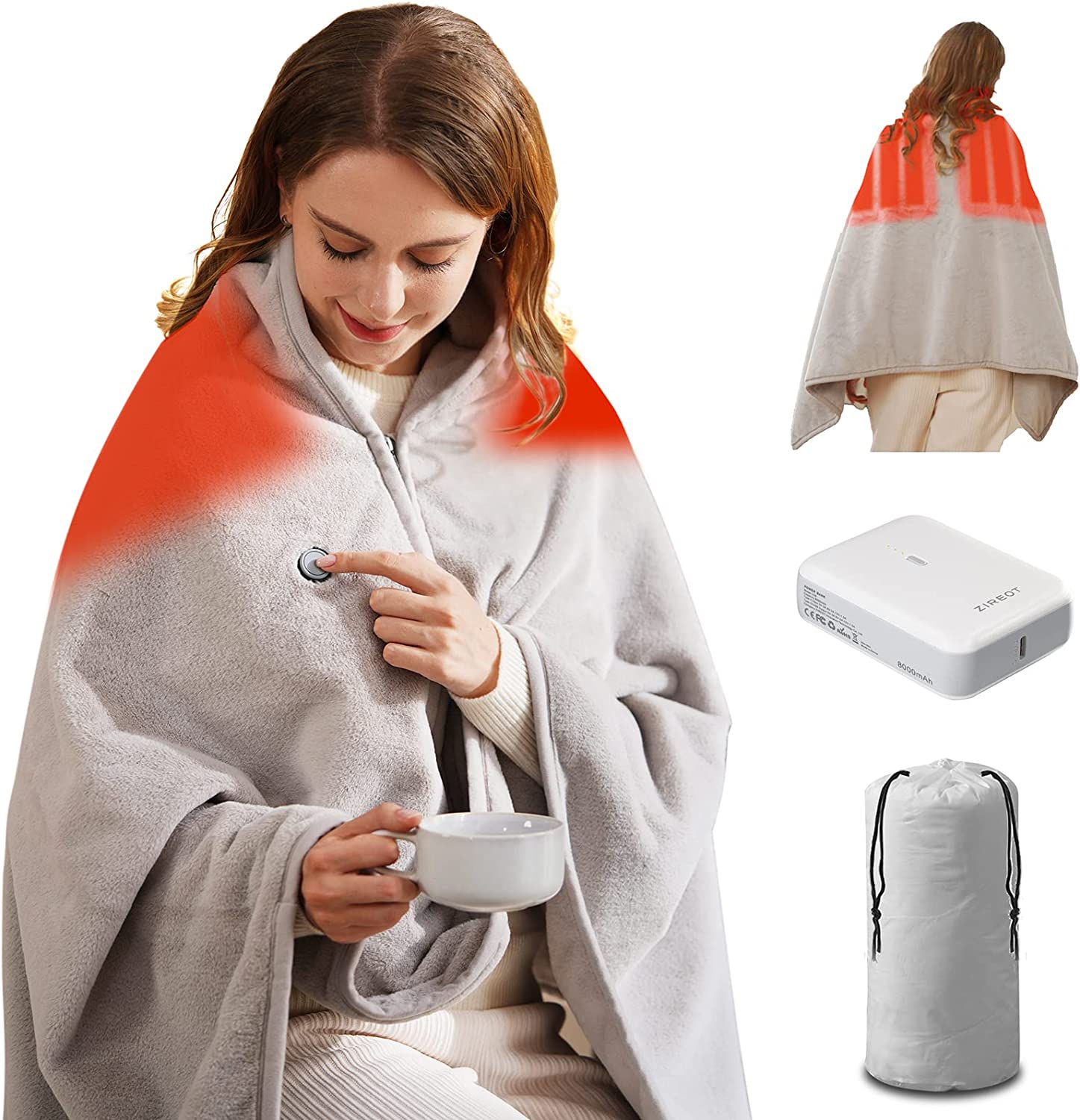  Goallim Portable Heated Blanket, 7.4V/2A DC Battery Powered  Heated Blanket with 3 Heat Settings(Battery Pack Not Included), 3 Hours  Auto Off Wearable Cordless Heated Blanket with Overheat Protection : Home 