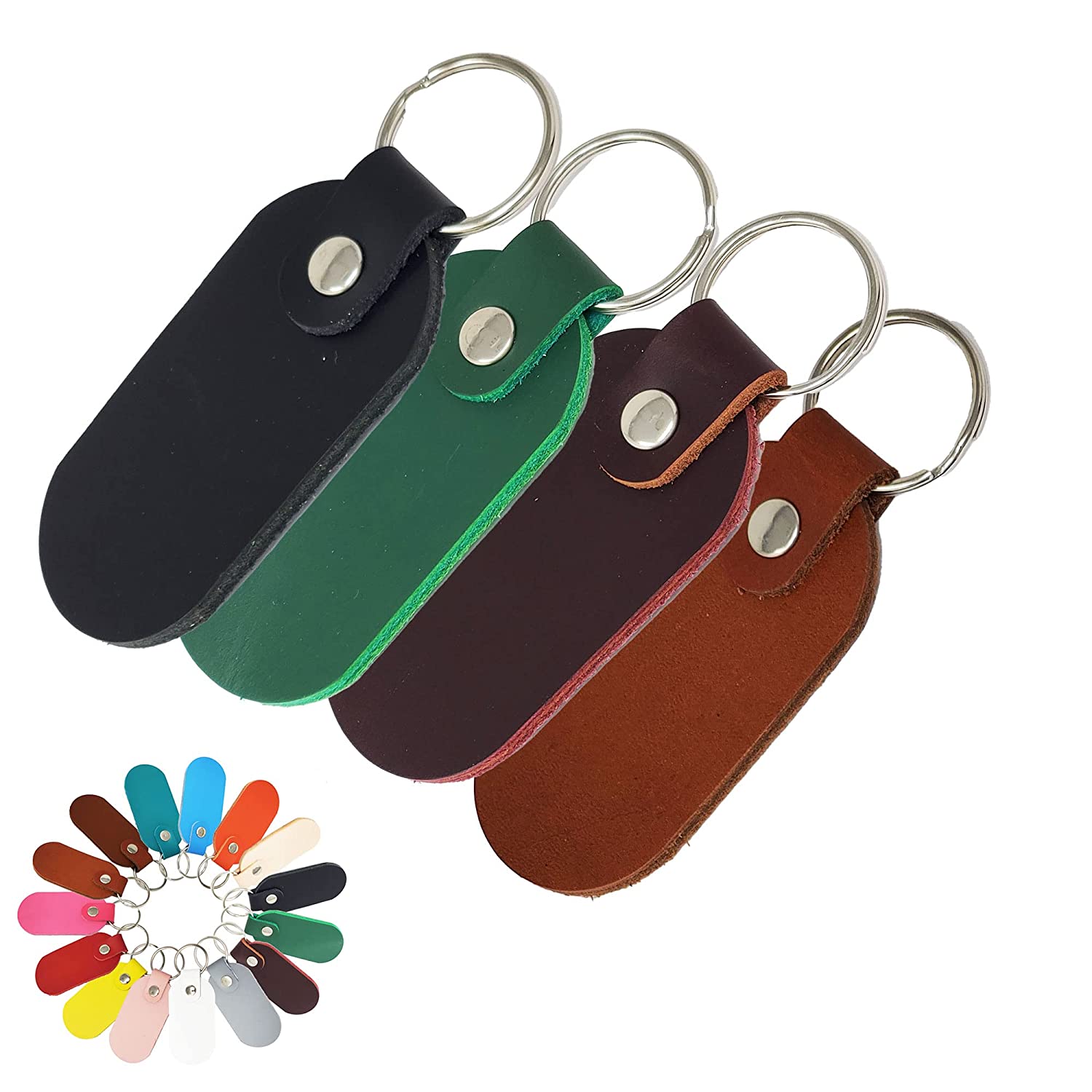 20 Pack Leather Key Fob Kit PU Leather Keychain Blanks With Key Rings 