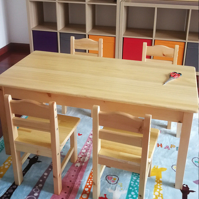 Wholesale Solid Wood Kindergarten Desk Rectangular Children Study Table