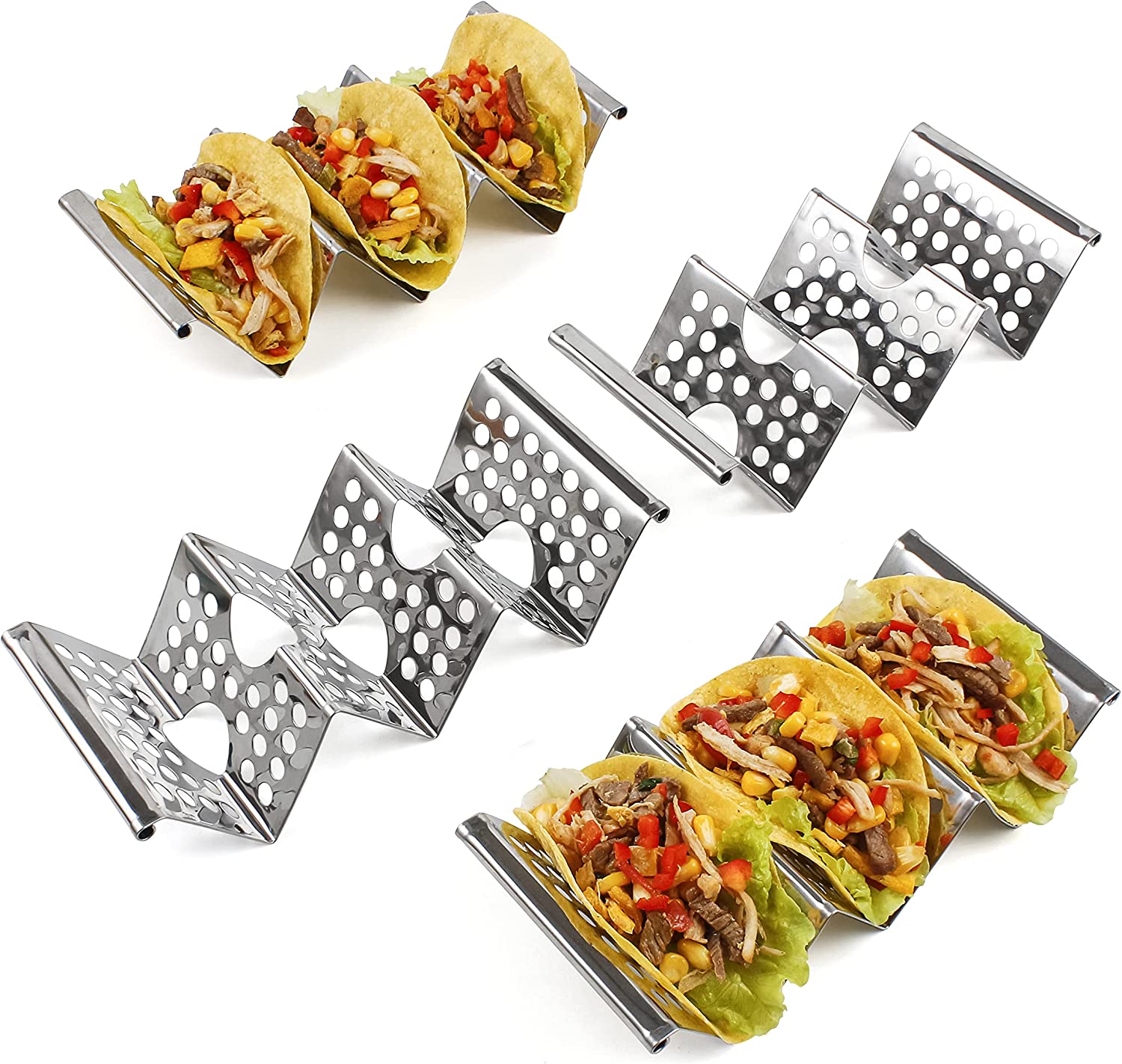 Wholesale Taco Rack Stainless Steel Taco Holder Stand Kitchen Cooking  Accessories Two-piece suit (with border) From China