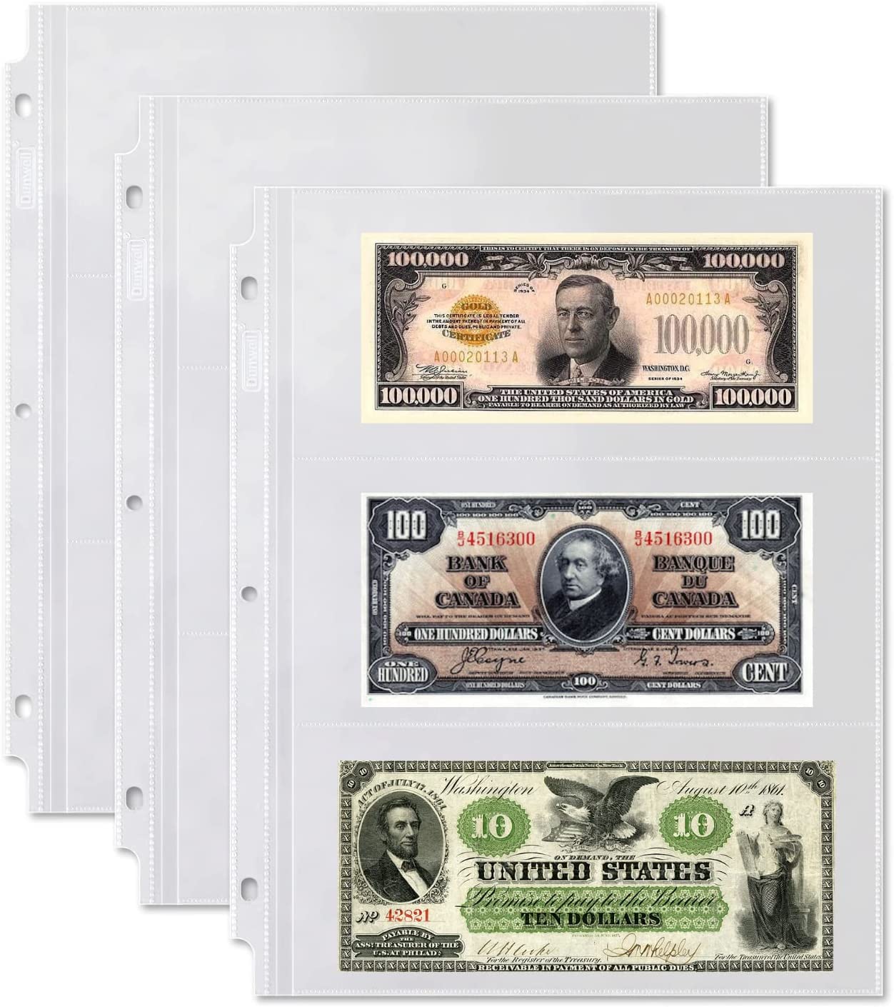 Uncle Paul 60 PCS Clear Paper Money Holder Currency Topload Holders, 6.8 x  2.9 Inch Transparent PVC Bill Protector, Banknotes Sleeves Currency Paper