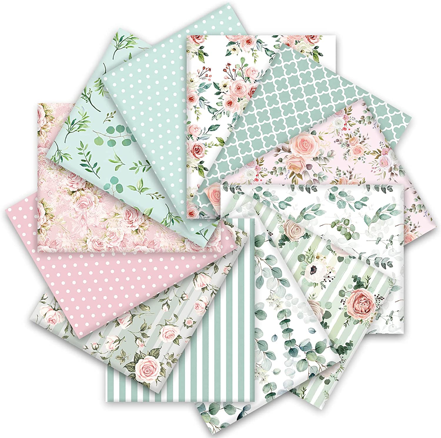 Spring Floral Fat Quarters Fabric Bundles 18 x 22 inches, Cotton Multi a