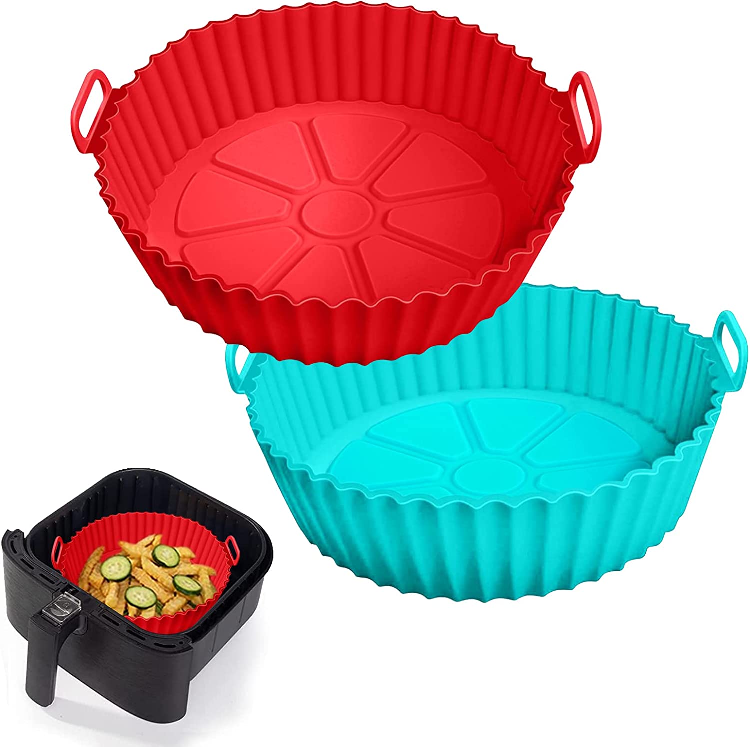 Silicone Air Fryer Liners, 3-Pack Reusable round Liners for 4-7 Qt Air  Fryers