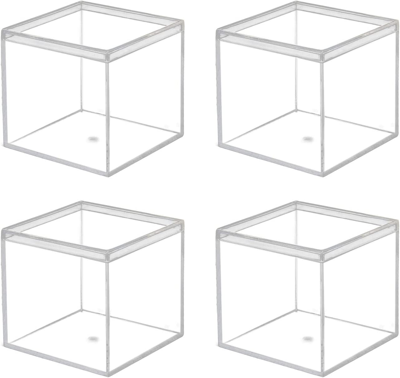  dedoot Clear Acrylic Boxes with Lid, 4 Pack 3.3x3.3x3