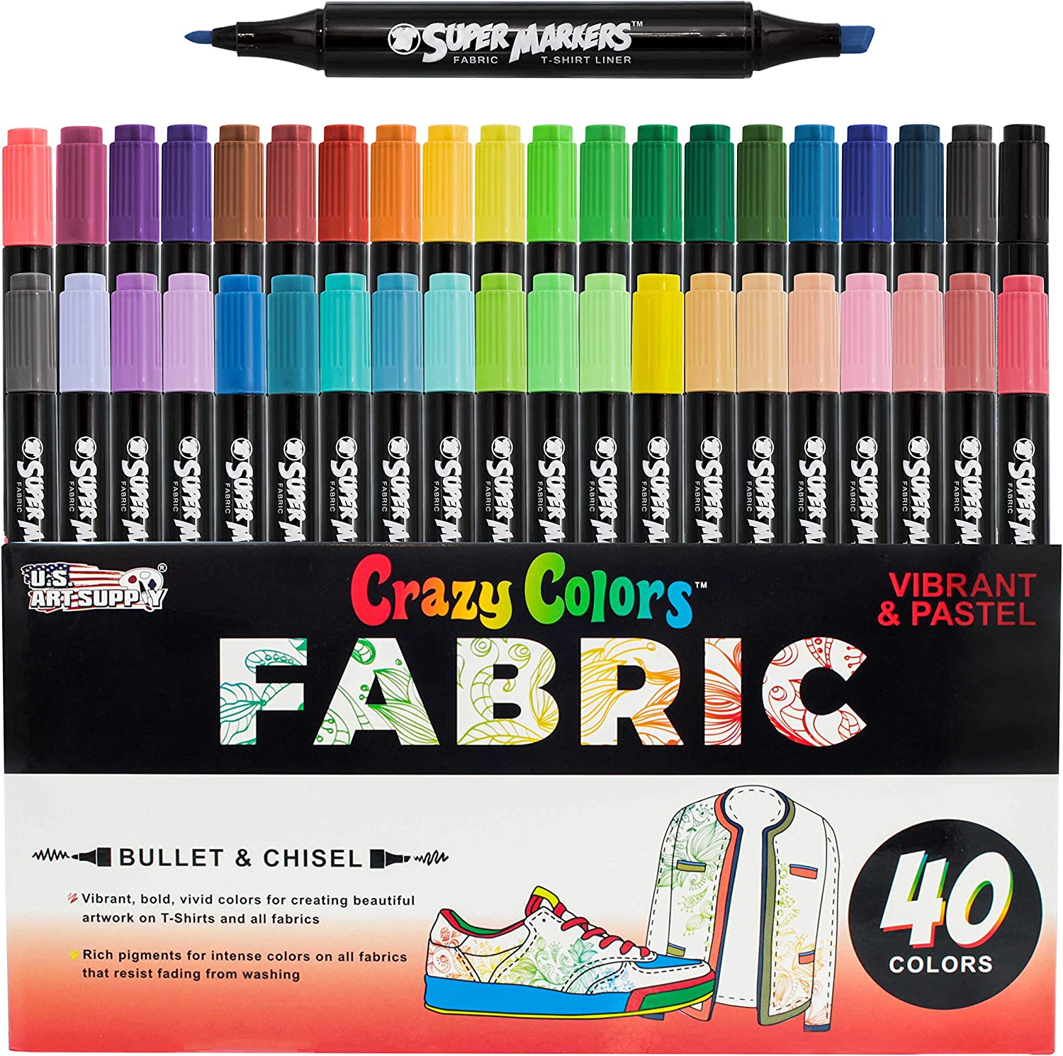 KERIFI Dual Tip Fabric Markers Permanent for Clothes, 20 Colors