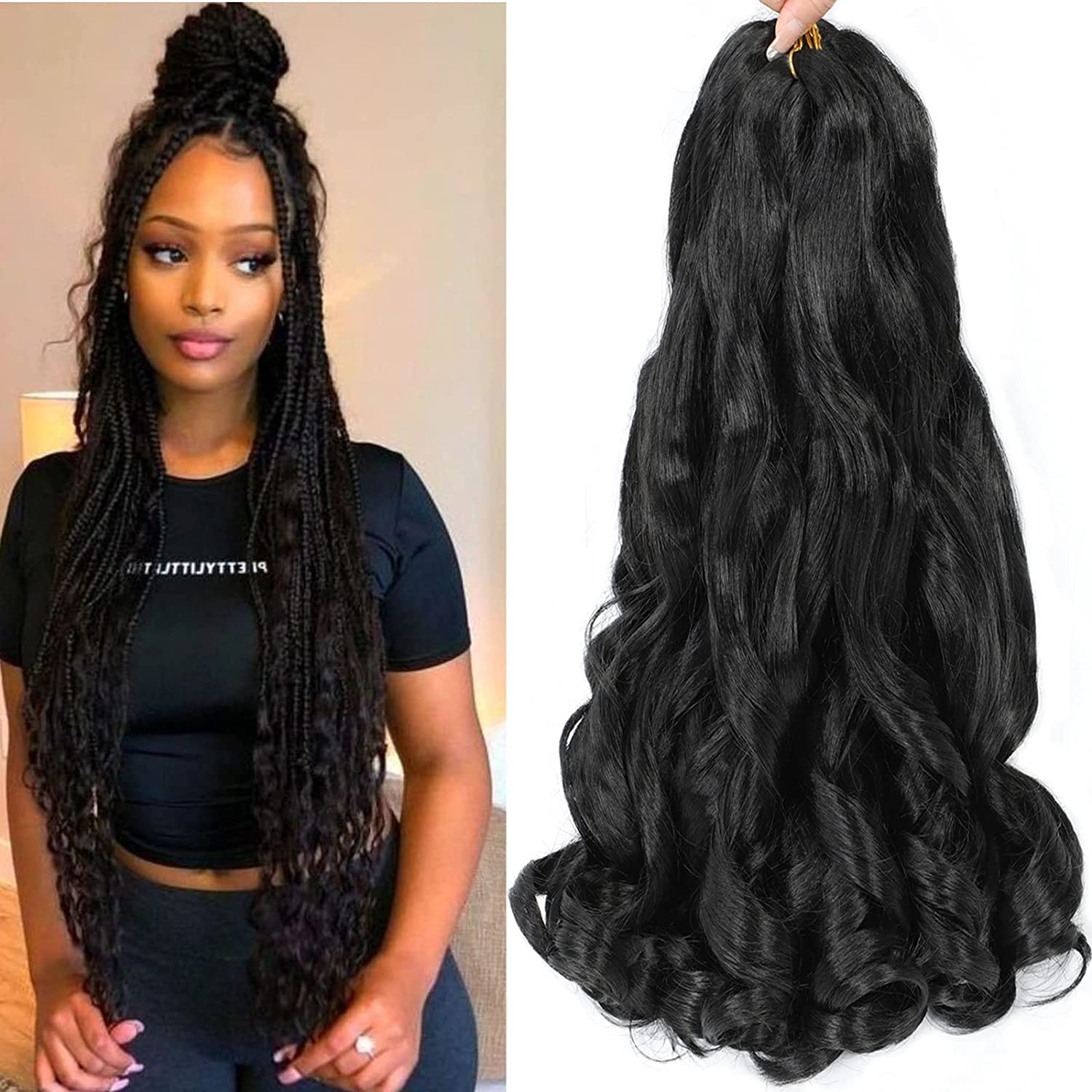 8Packs 55 Inch Wavy Small Box Braids Crochet Hair knot s curl Curly ZiZi  Braids Long Synthetic Hand Crochet Braids 28 Strands/Pack Wave Crochet Box