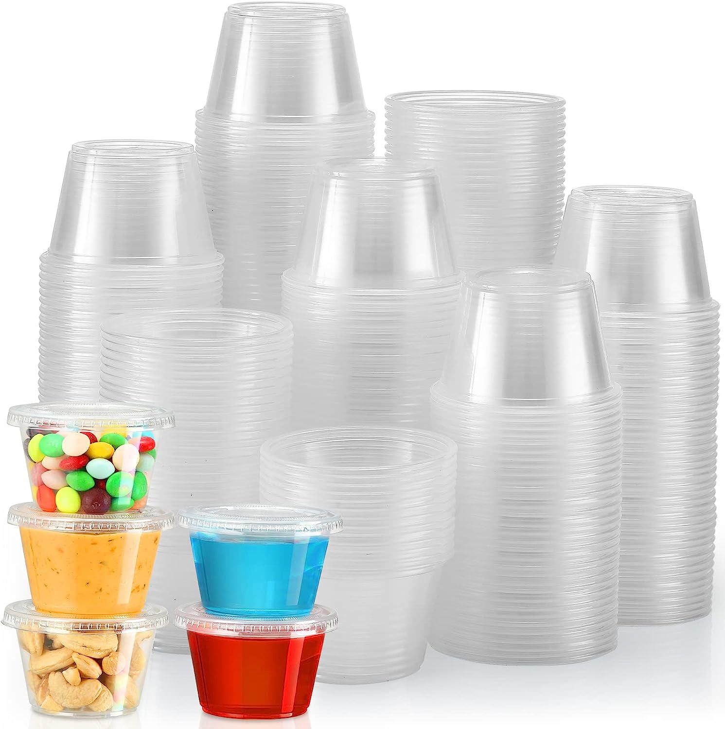 AOZITA 120 Sets - 20 oz Clear Plastic Cups with Lids, Disposable