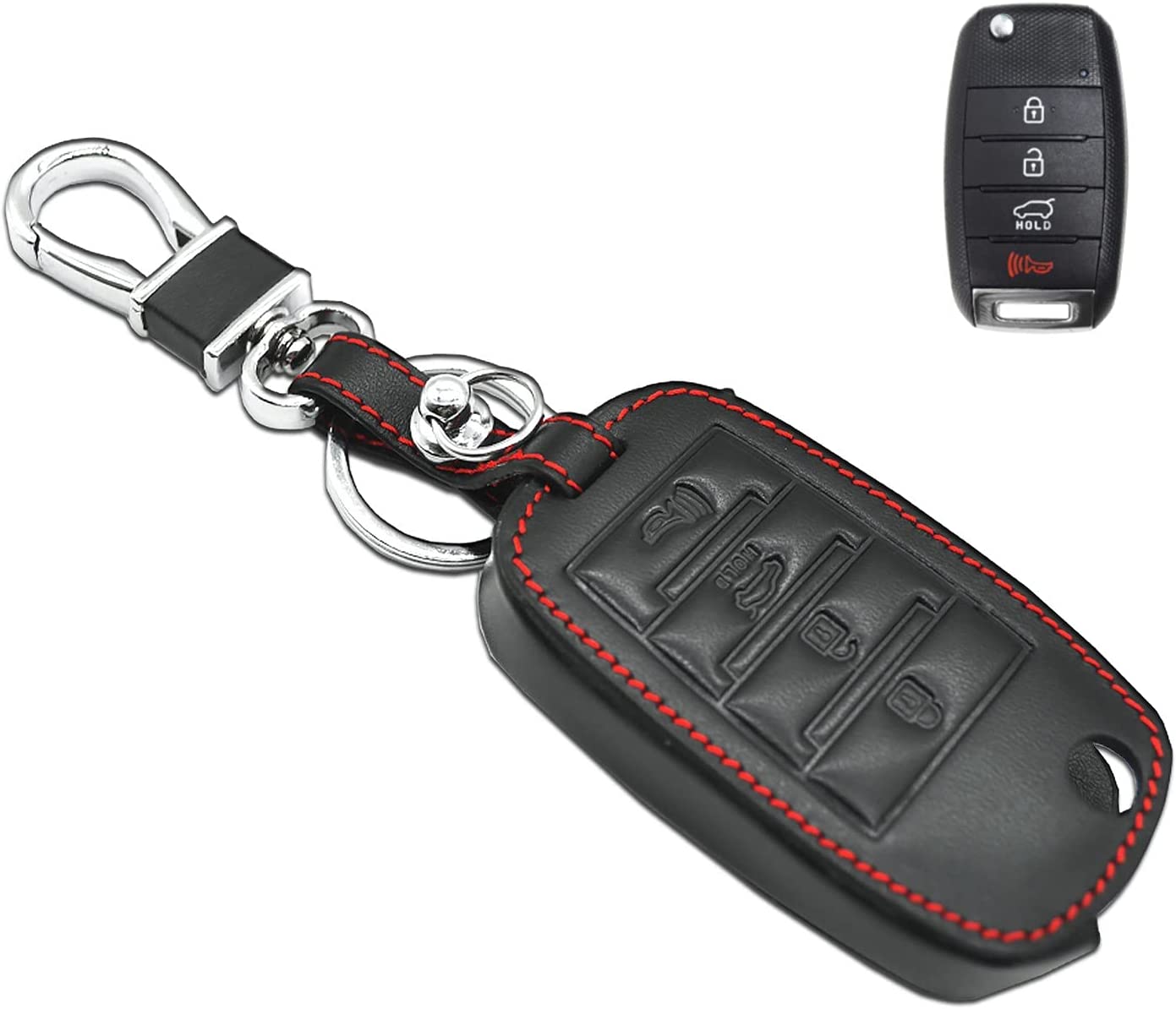 Vitodeco 4-Button Leather Flip Key Fob Case Cover for KIA New Emblem 2021 -  2023