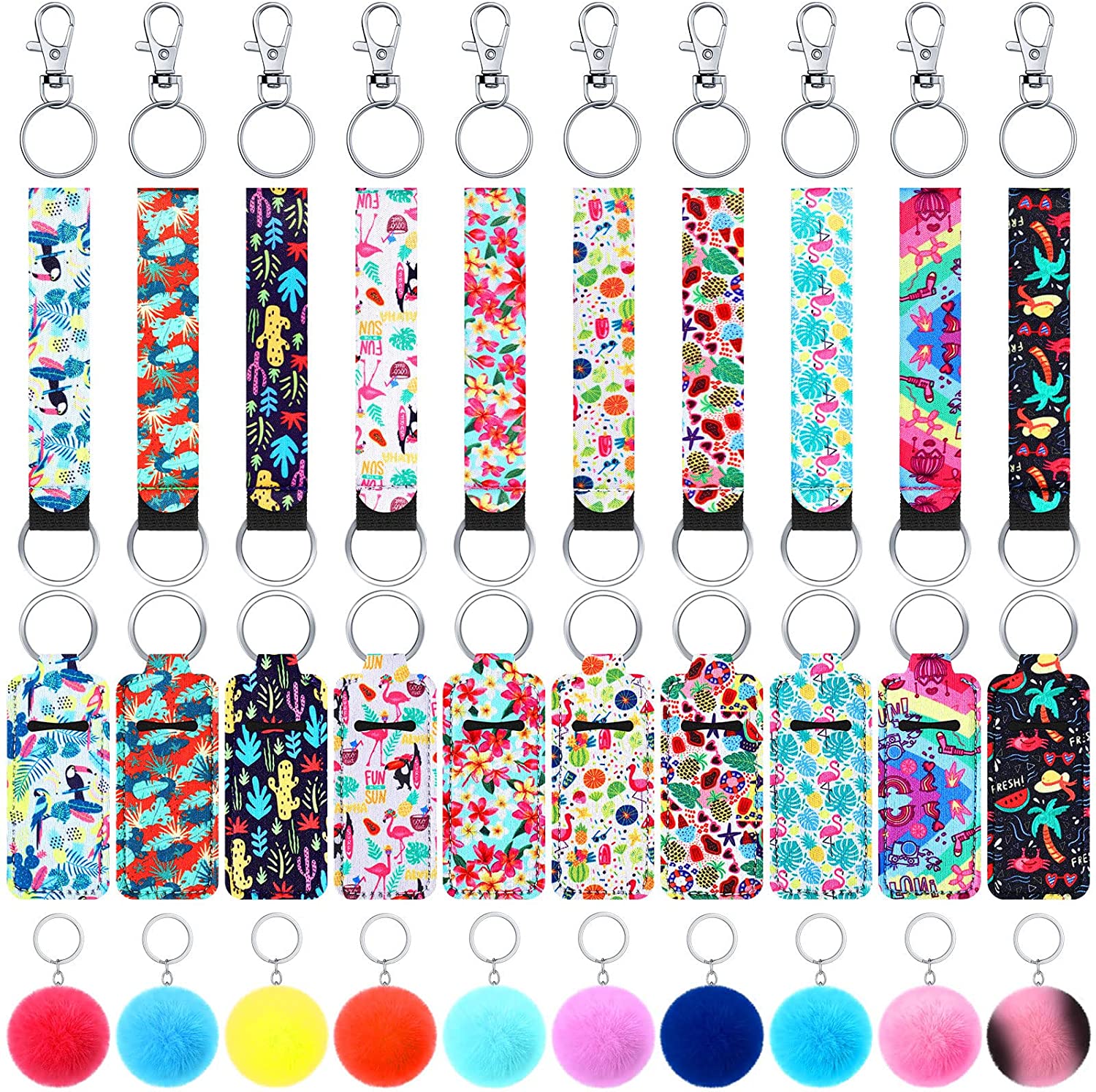  Junkin 40 Pcs Lipstick Holder Keychain Lip Holder, Clip on  Lipstick Pouch Fluffy Ball Keychain with Keyring (Colorful Style) : Beauty  & Personal Care