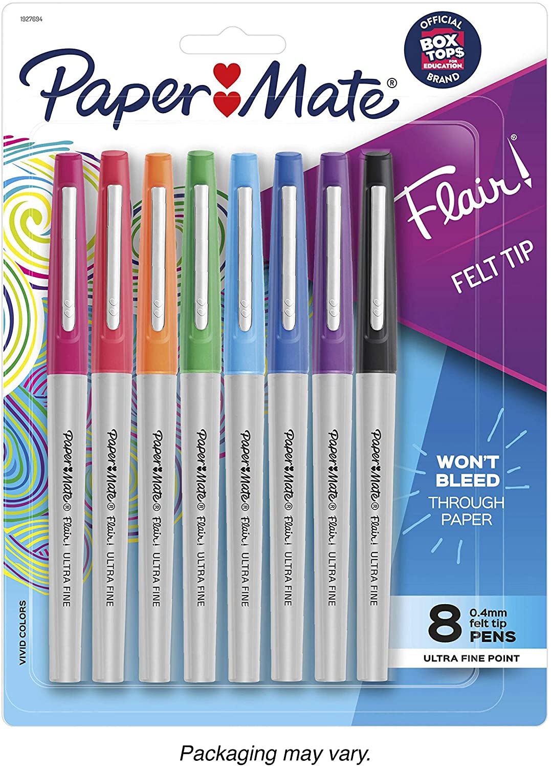 Paper Mate Flair Felt Tip Stick Porous Point Marker Pen, 0.4mm, Assorted  Ink/Barrel, 8/Set (1927694)