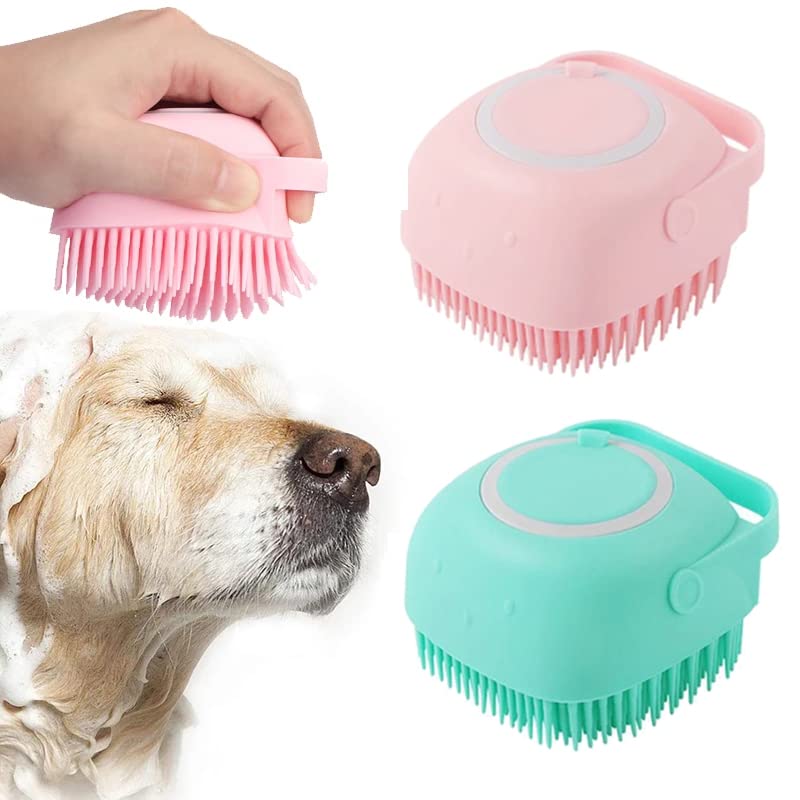TIESOME Dog cat Bath Brush comb Silicone Rubber Dog grooming Brush Silicone  Puppy Massage Brush Hair Fur grooming cleaning Brush
