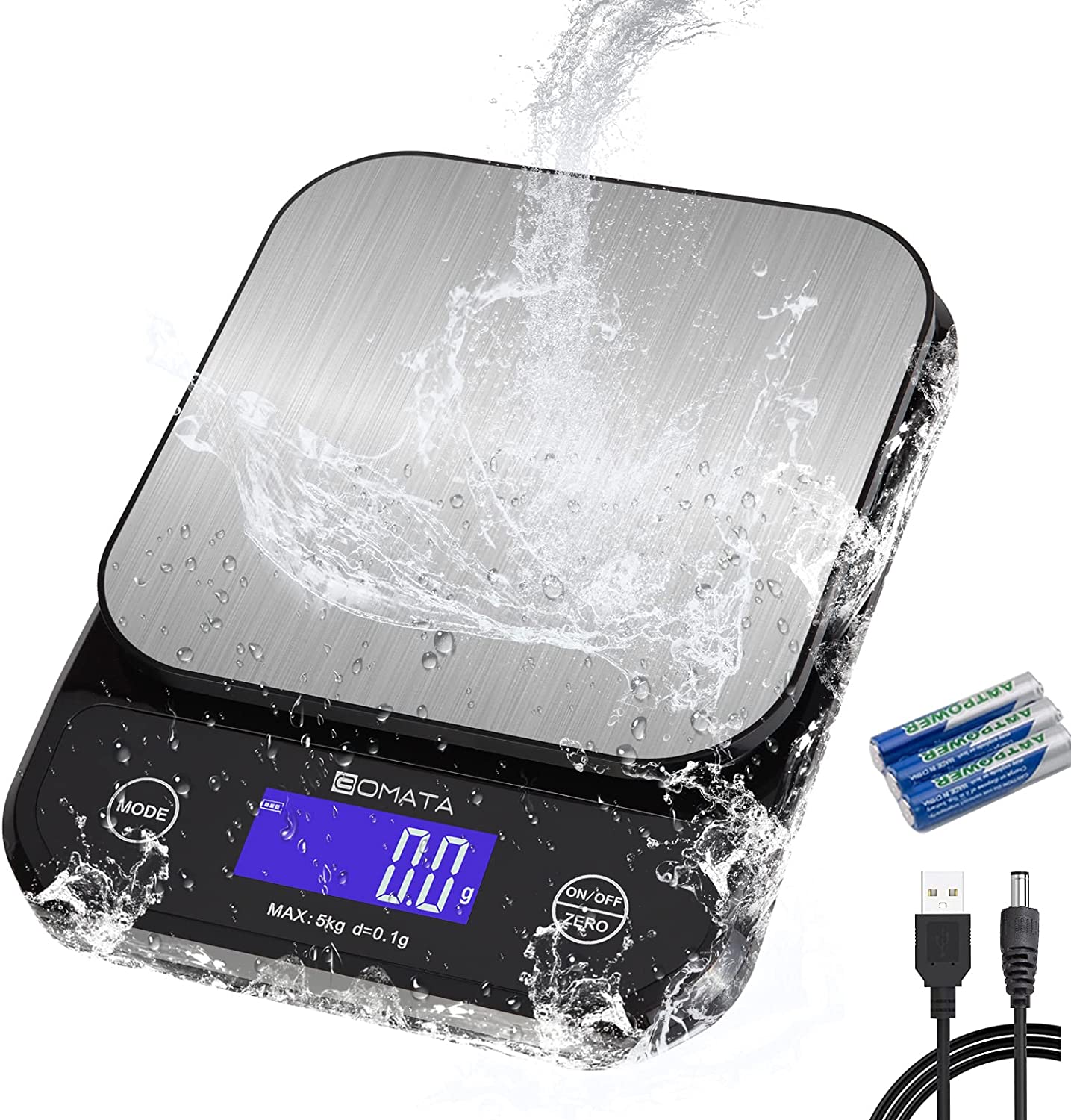 Chwares Digital Kitchen Scales, USB Rechargeable Stainless Steel 3Kg/0.1g  Mini Food Scales 