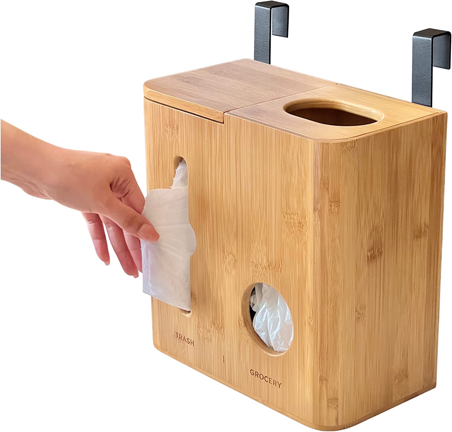  Libreshine Extra Large Trash Bag Holder Dispenser, Garbage Bag  Dispenser Roll Holder Under Sink, Bamboo Wall Mounted Kitchen Trash Bag  Dispenser Organizer: Home & Kitchen