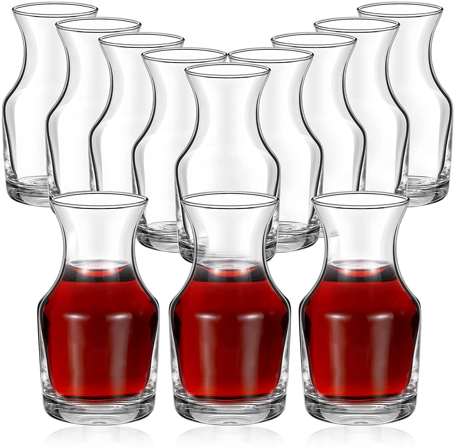 Cornucopia Individual Wine Carafes (6-Pack); Small 6.5oz Single-Serving Personal Mini Size Wine Decanters