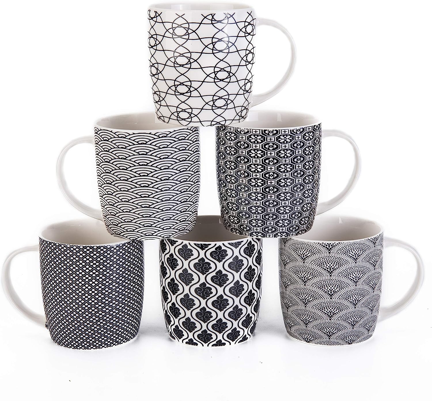 Sweese White Coffee Mugs, Porcelain Mugs Set of 6-11 Ounce