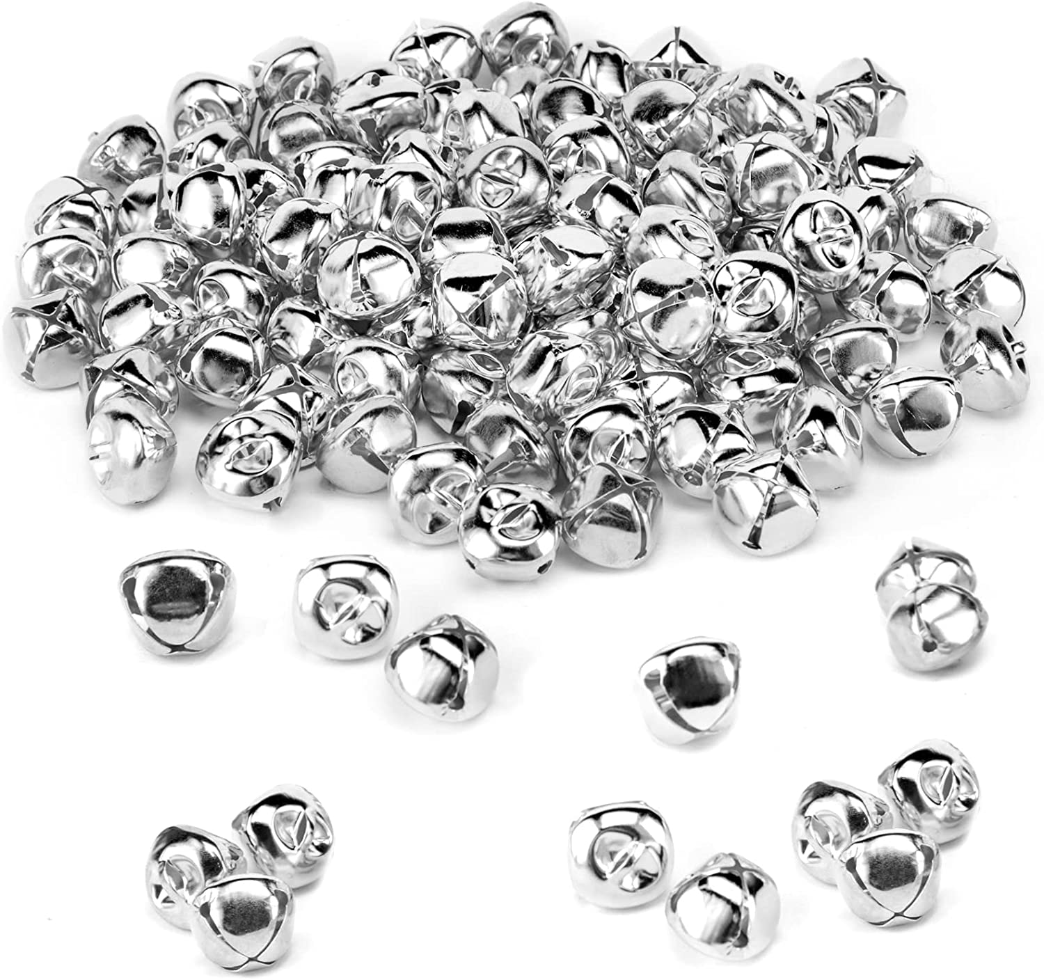 Jingle Bells, 1/2(12mm) 120 Pack Small Bells for Crafts DIY Christmas,  Silver Tone 