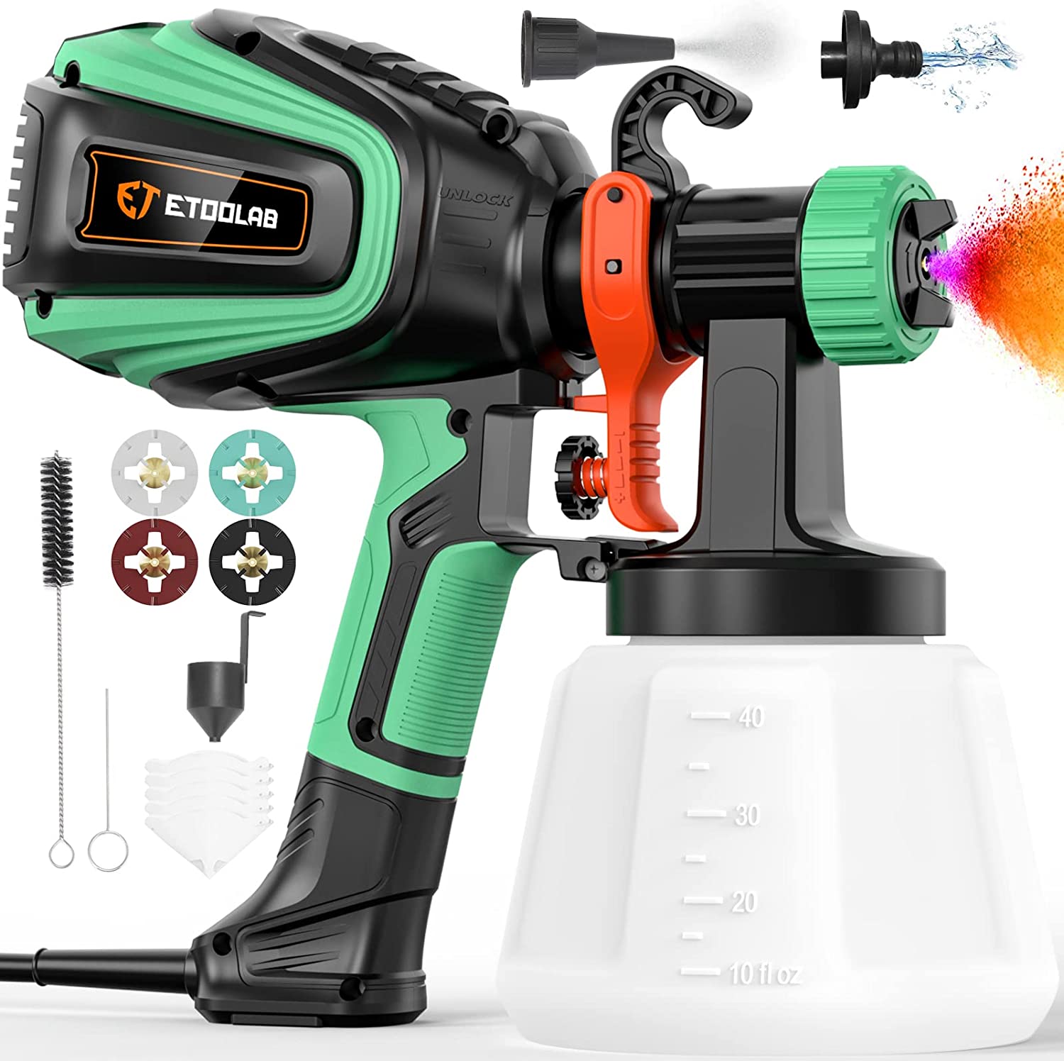 AOBEN Paint Sprayer,750w Hvlp Spray Gun with 4 Nozzles,Electric Paint Gun  with 1200ml Container,Spray Paint Gun for Furniture, Cabinets, Fence,  Garden