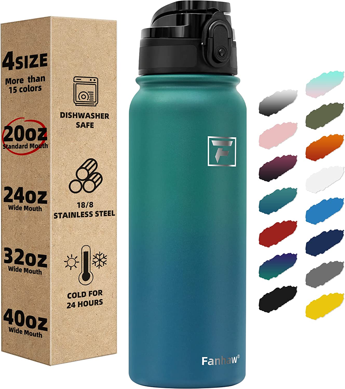wholesale 16 oz. Stainless Steel Vacuum Insulated Water Bottle with Flip-Top  Lid - OrcaFlask
